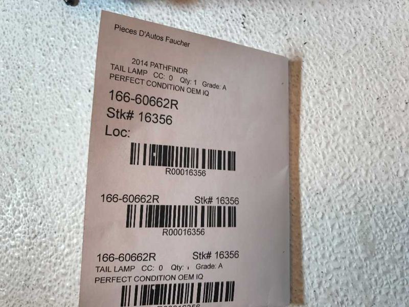Right taillamp assembly inner used genuine OEM Nissan Pathfinder 2014