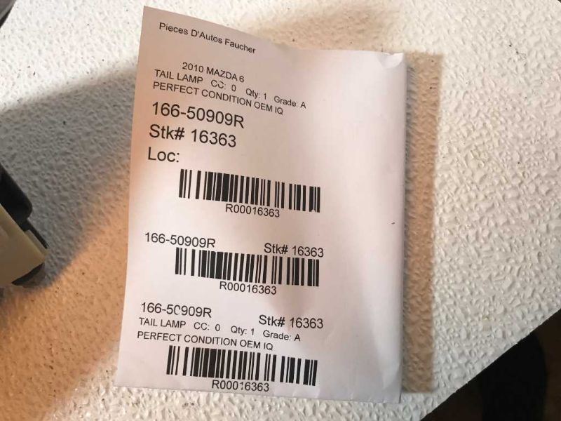 Right taillamp assembly inner used genuine OEM Mazda 6 2009-2013