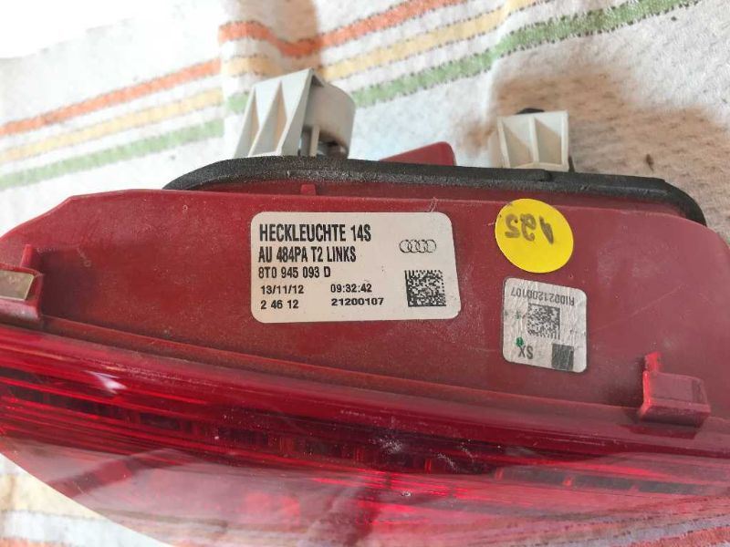 Left taillamp assembly inner used genuine OEM Audi A5 Quattro 2008-2012