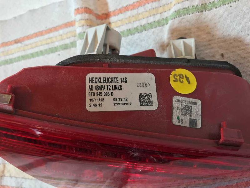 Left taillamp assembly inner used genuine OEM Audi A5 Quattro 2008-2012