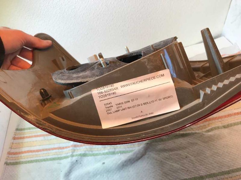 Right taillamp lens/housing used genuine OEM Toyota Yaris 2007-2012