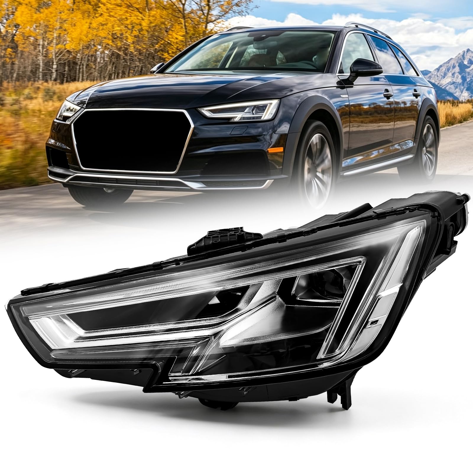 Left headlamp assembly composite used genuine OEM Audi A4 2017-2019