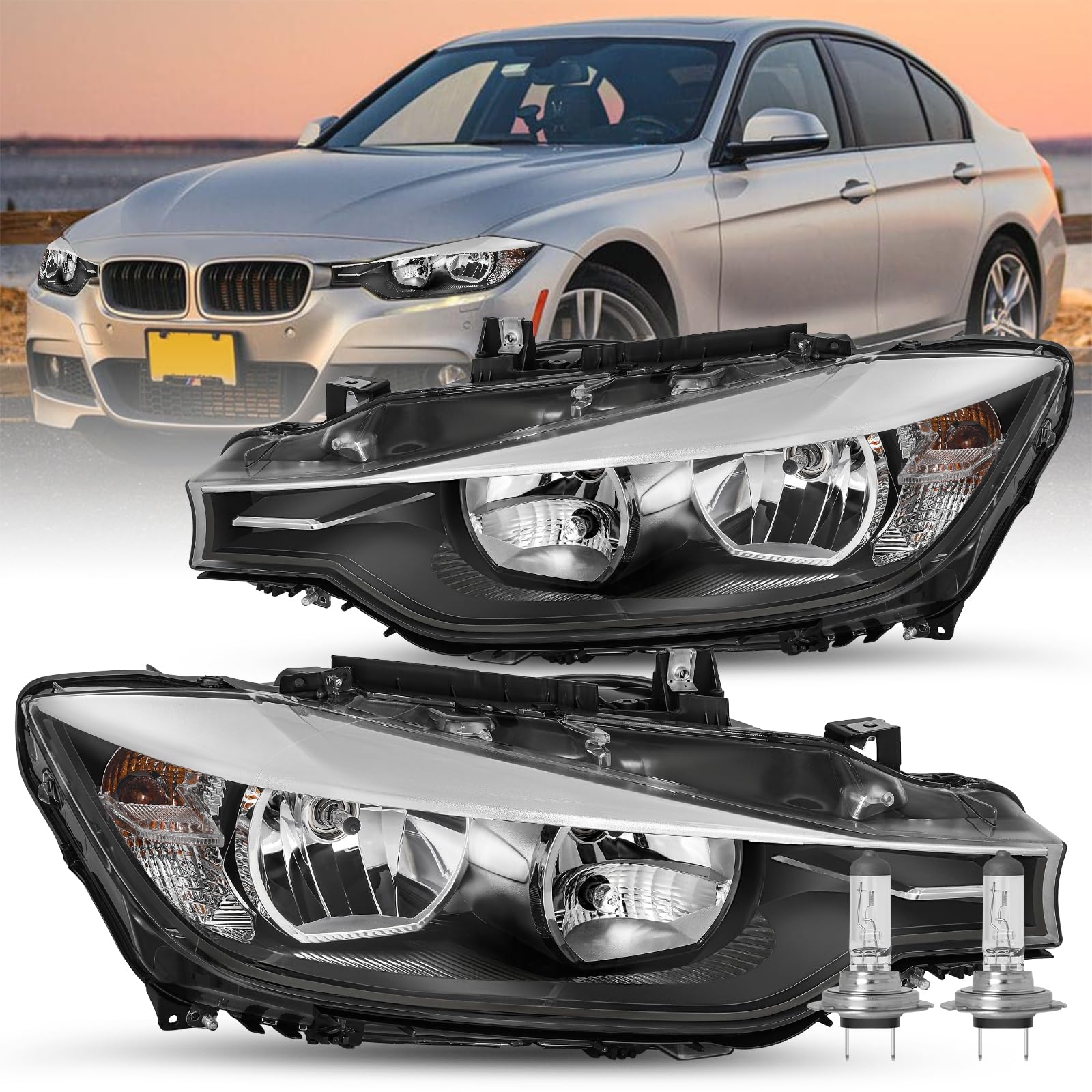 Left headlamp assembly composite new CAPA certified aftermarket BMW 328I 2012-2015