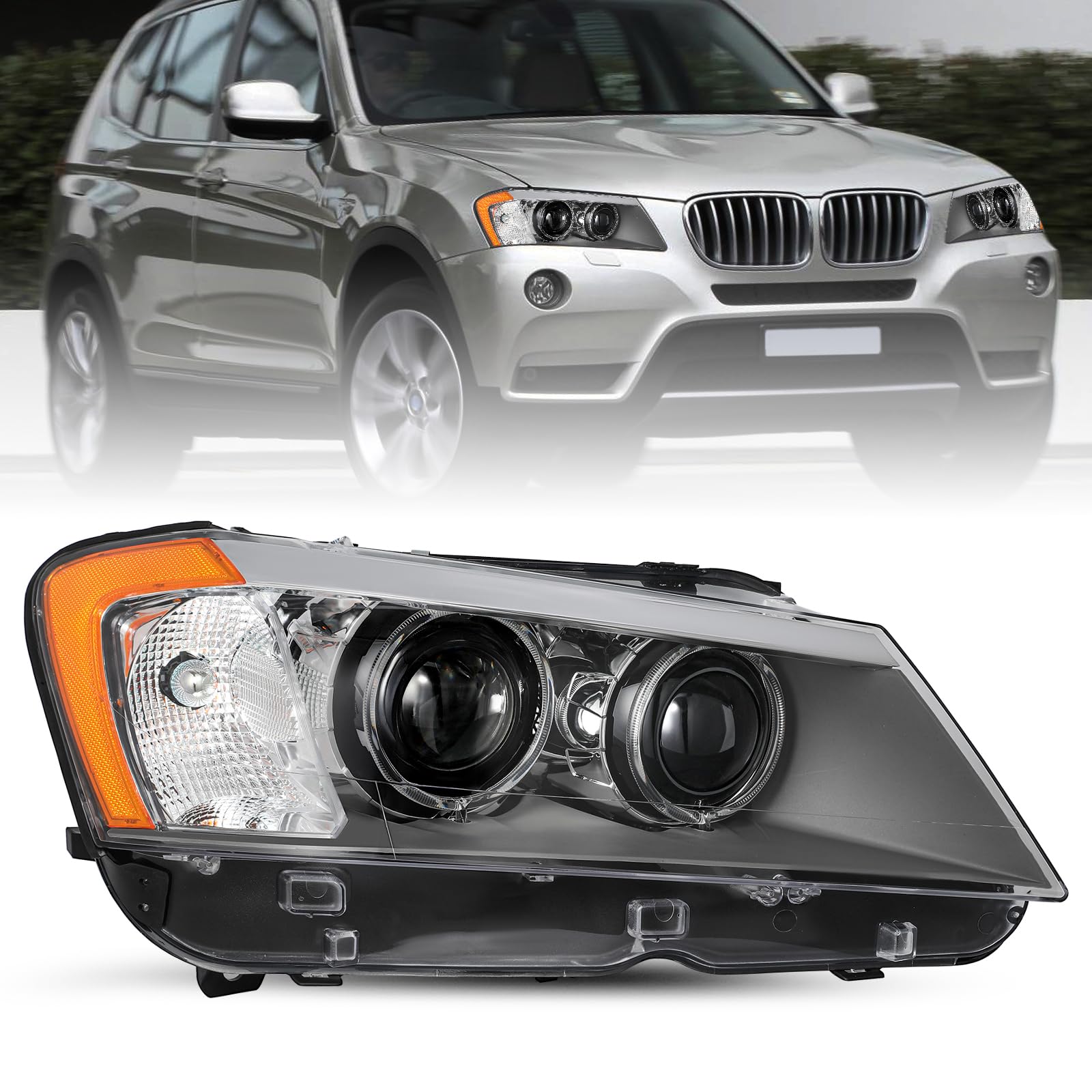 Right headlamp assembly composite new CAPA certified aftermarket BMW X3 2011-2014