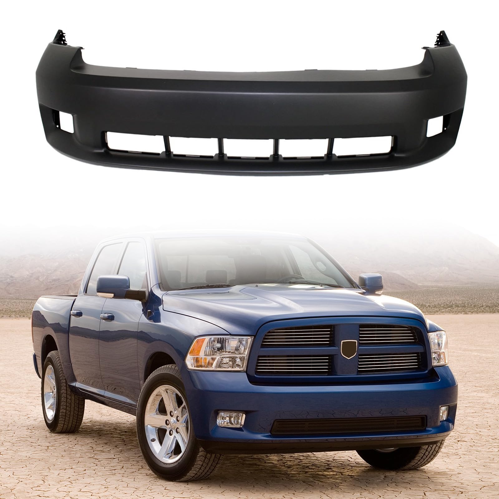 Front bumper cover new aftermarket replacement Dodge RAM 1500 2009-2010