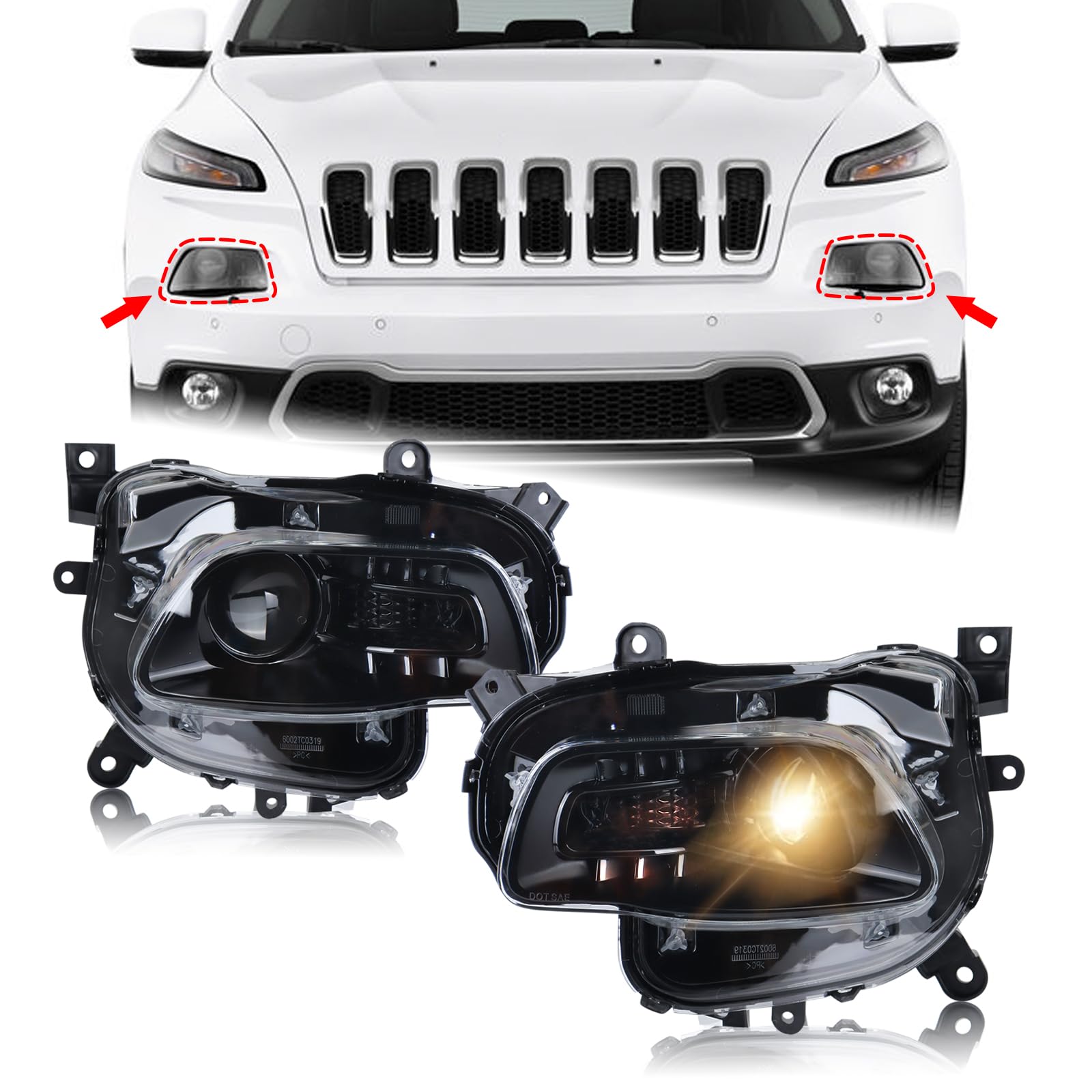 Left headlamp assembly composite used genuine OEM Jeep Cherokee 2014-2018
