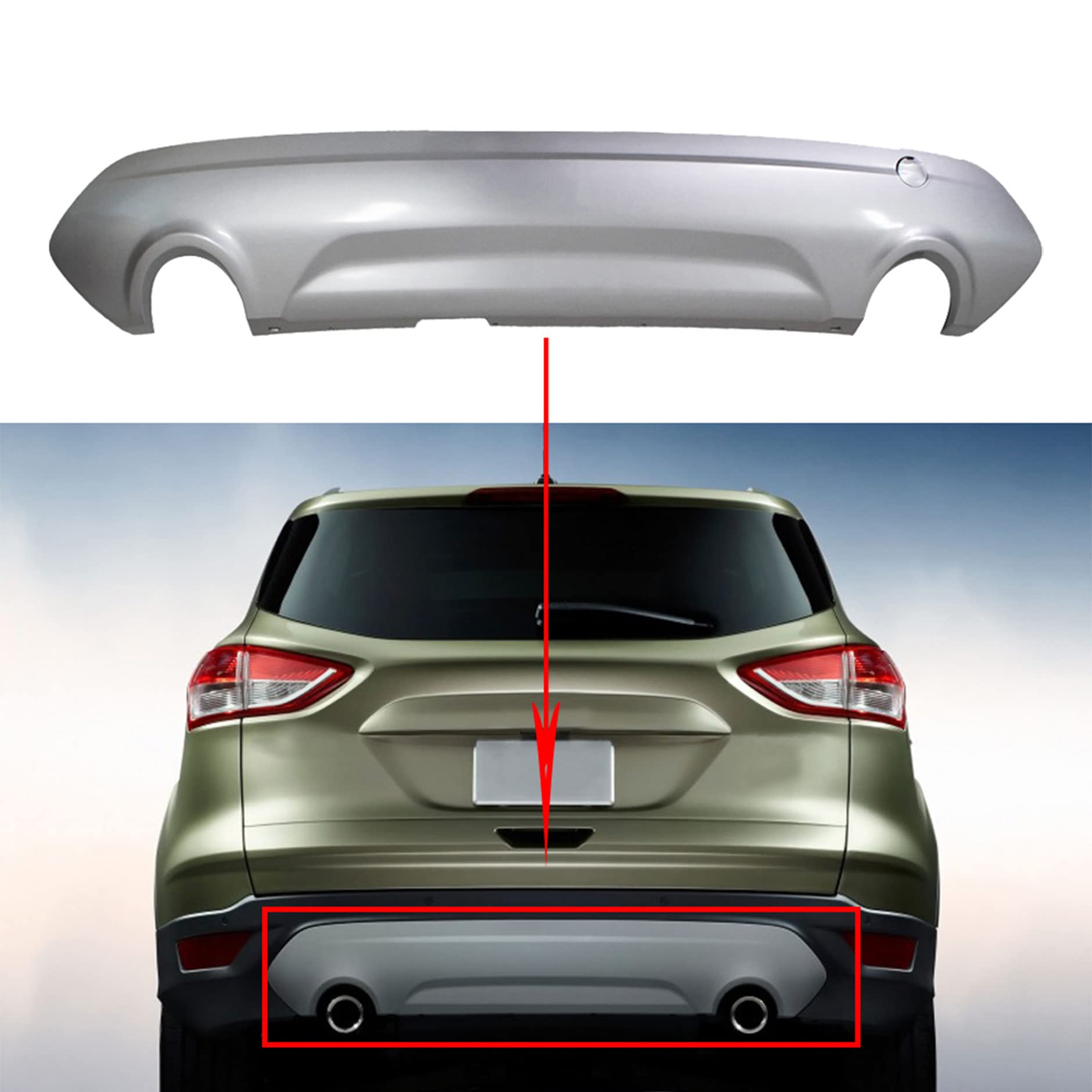 Rear bumper valance panel new CAPA certified aftermarket Ford Escape 2013-2019