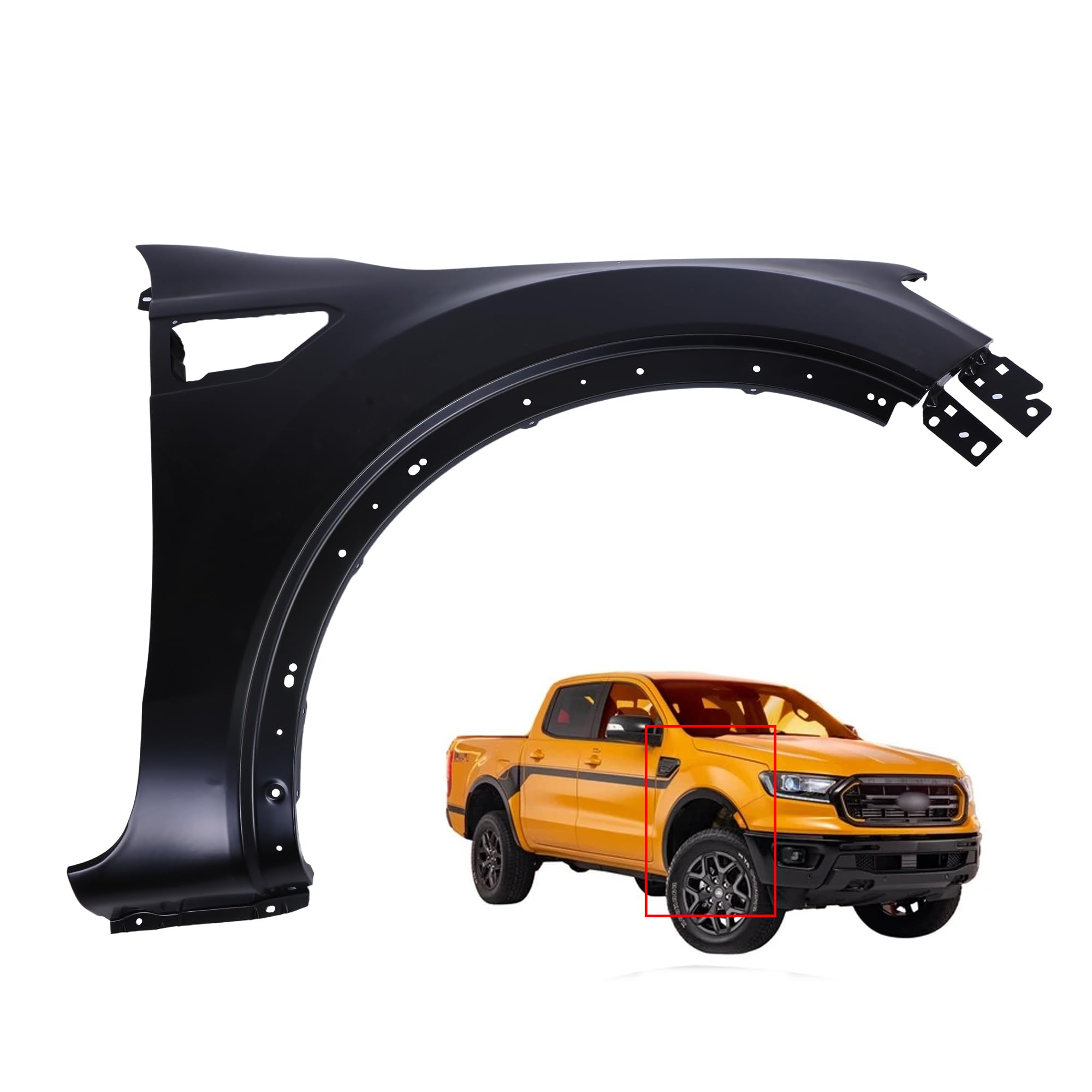 Right front fender assembly new aftermarket replacement Ford Ranger 2019-2023