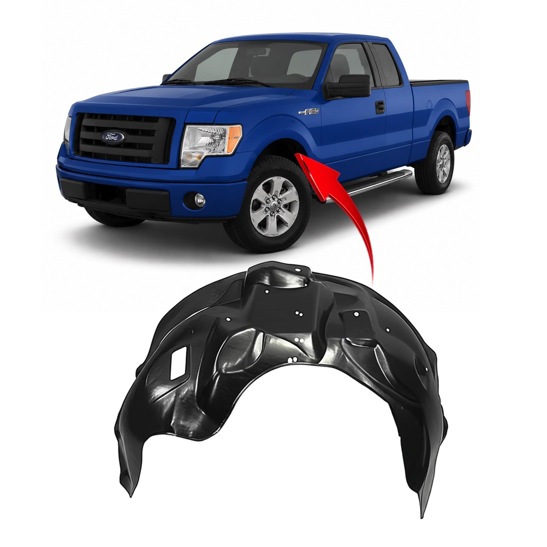 Left front fender inner panel new CAPA certified aftermarket Ford F-150 2009-2014