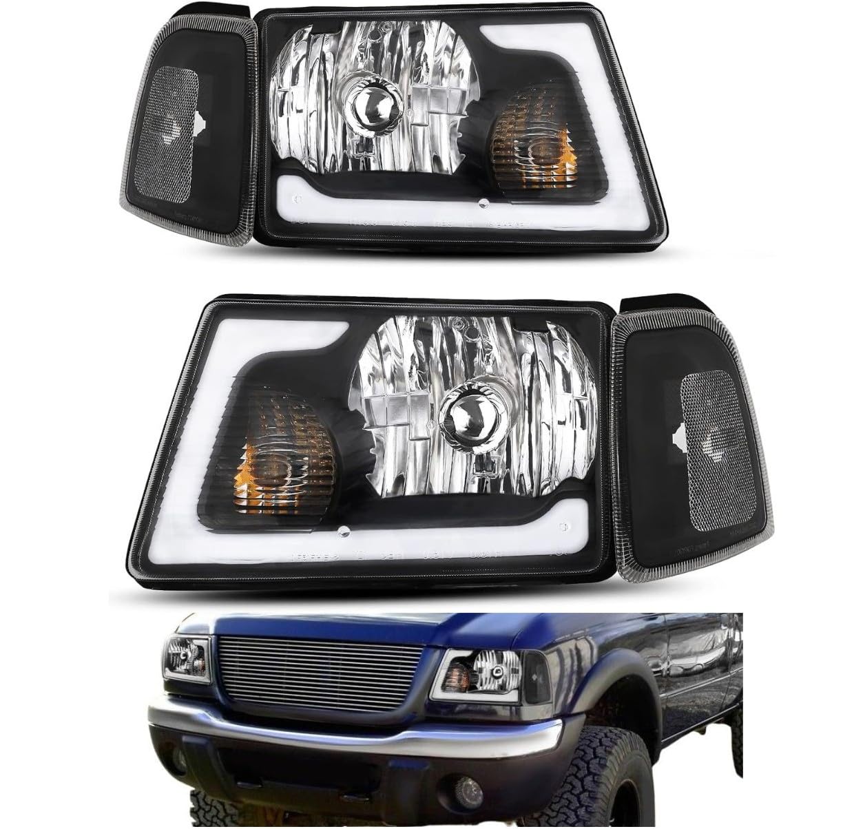 Left headlamp assembly composite used genuine OEM Ford Ranger 2001-2011