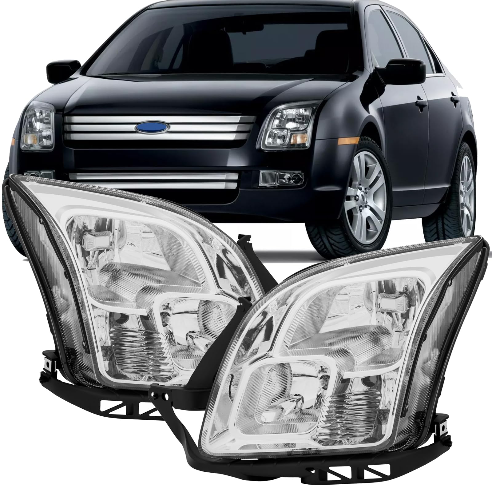 Left headlamp assembly composite new aftermarket replacement Ford Fusion 2006-2009