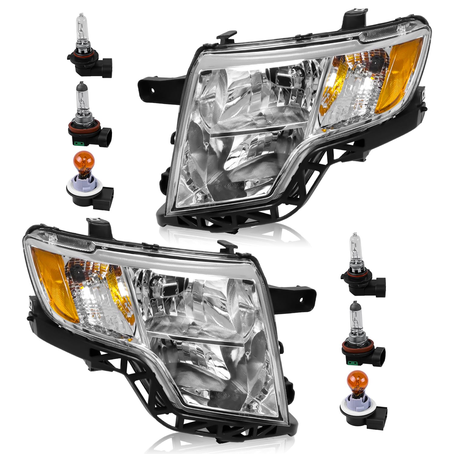 Left headlamp assembly composite new aftermarket replacement Ford Edge 2007-2010