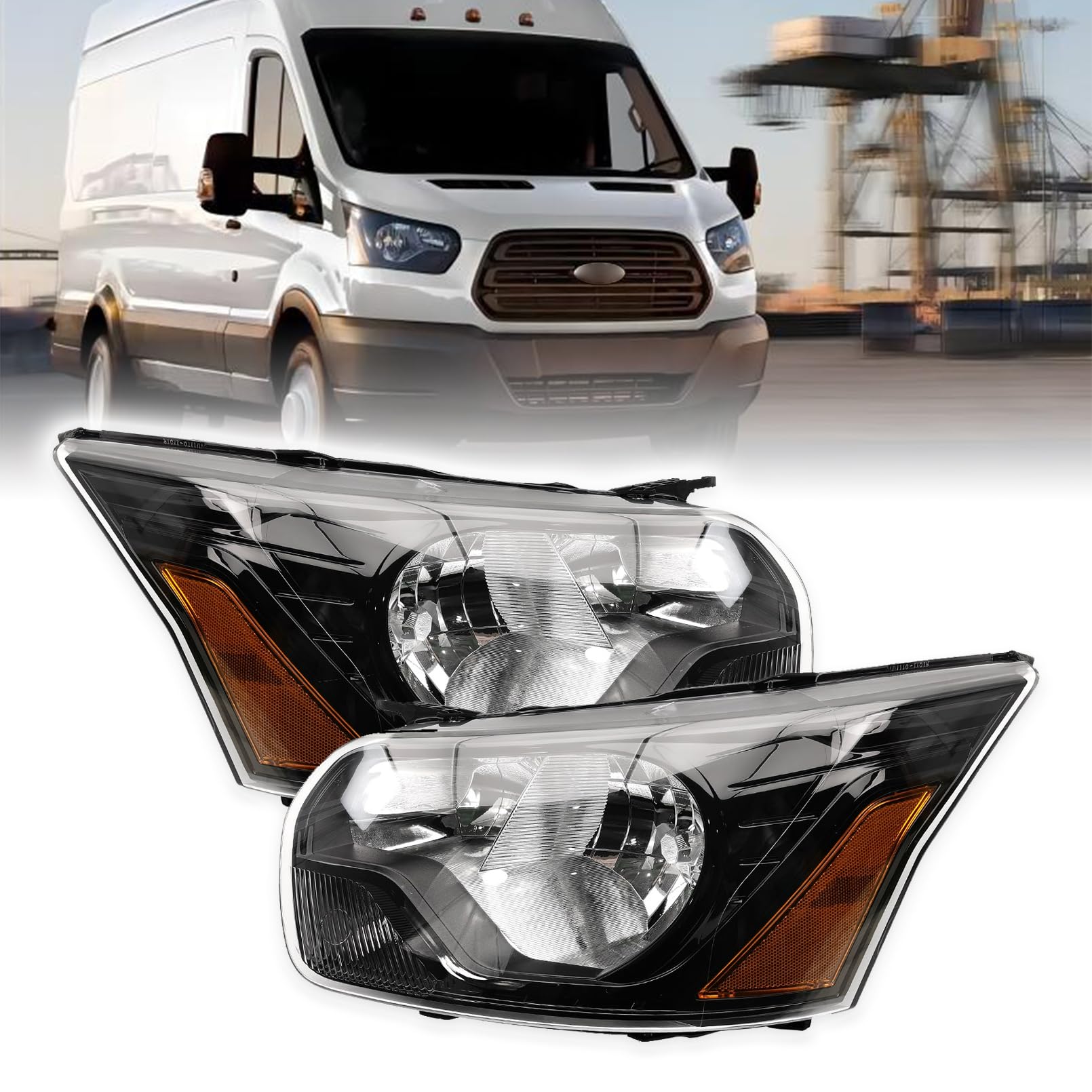 Left headlamp assembly composite new CAPA certified aftermarket Ford Transit-150 2015-2016