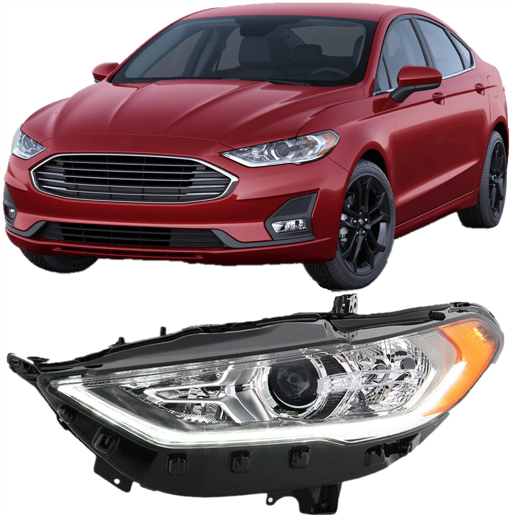 Left headlamp assembly composite new CAPA certified aftermarket Ford Fusion 2017-2020