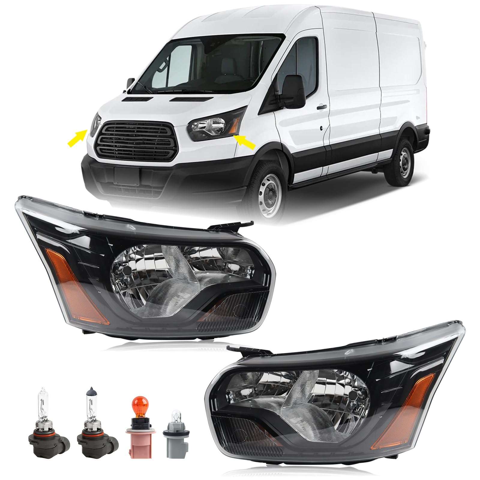 Left headlamp assembly composite used genuine OEM Ford Transit-150 2016-2024