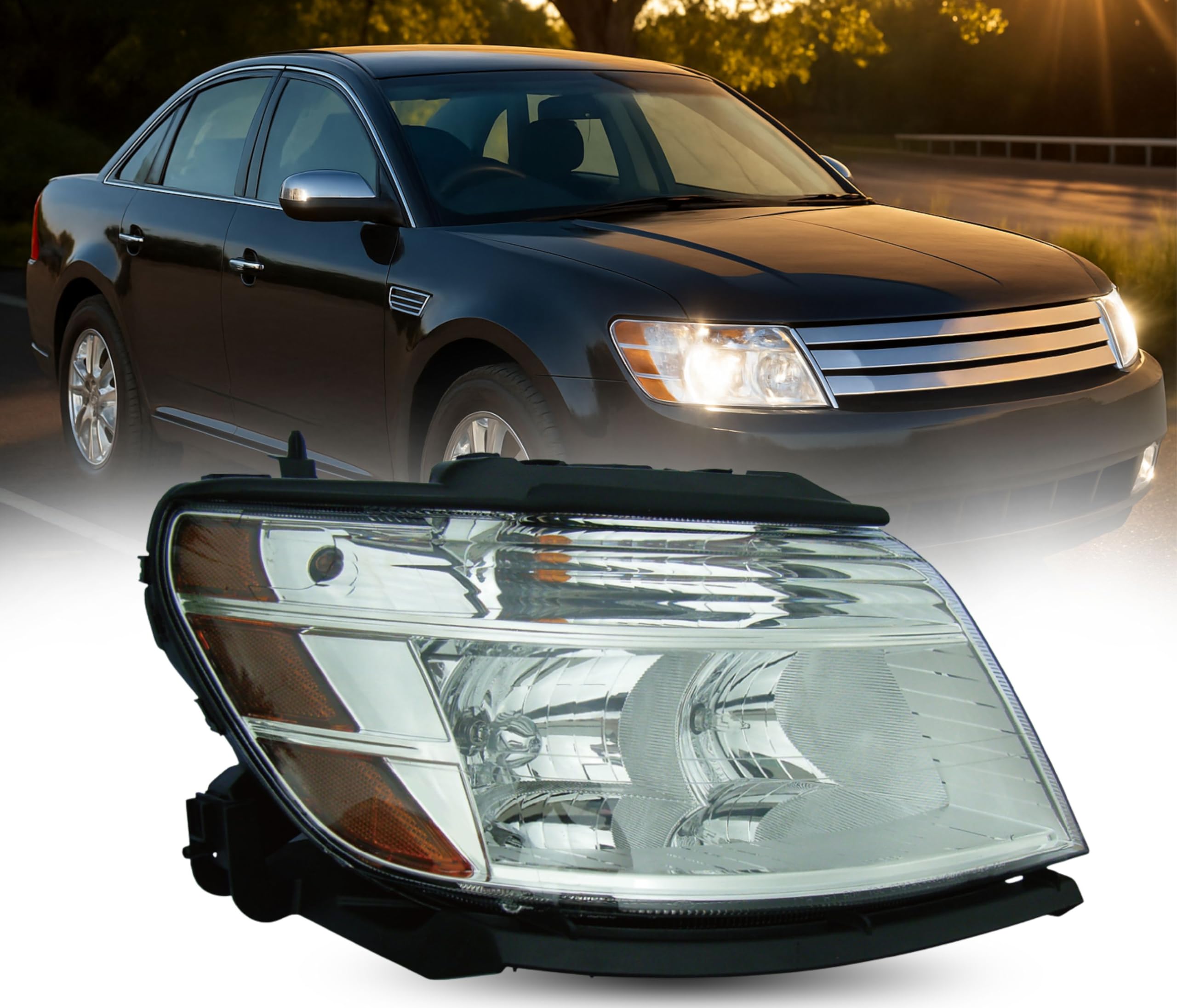 Right headlamp assembly composite new CAPA certified aftermarket Ford Taurus 2008-2009
