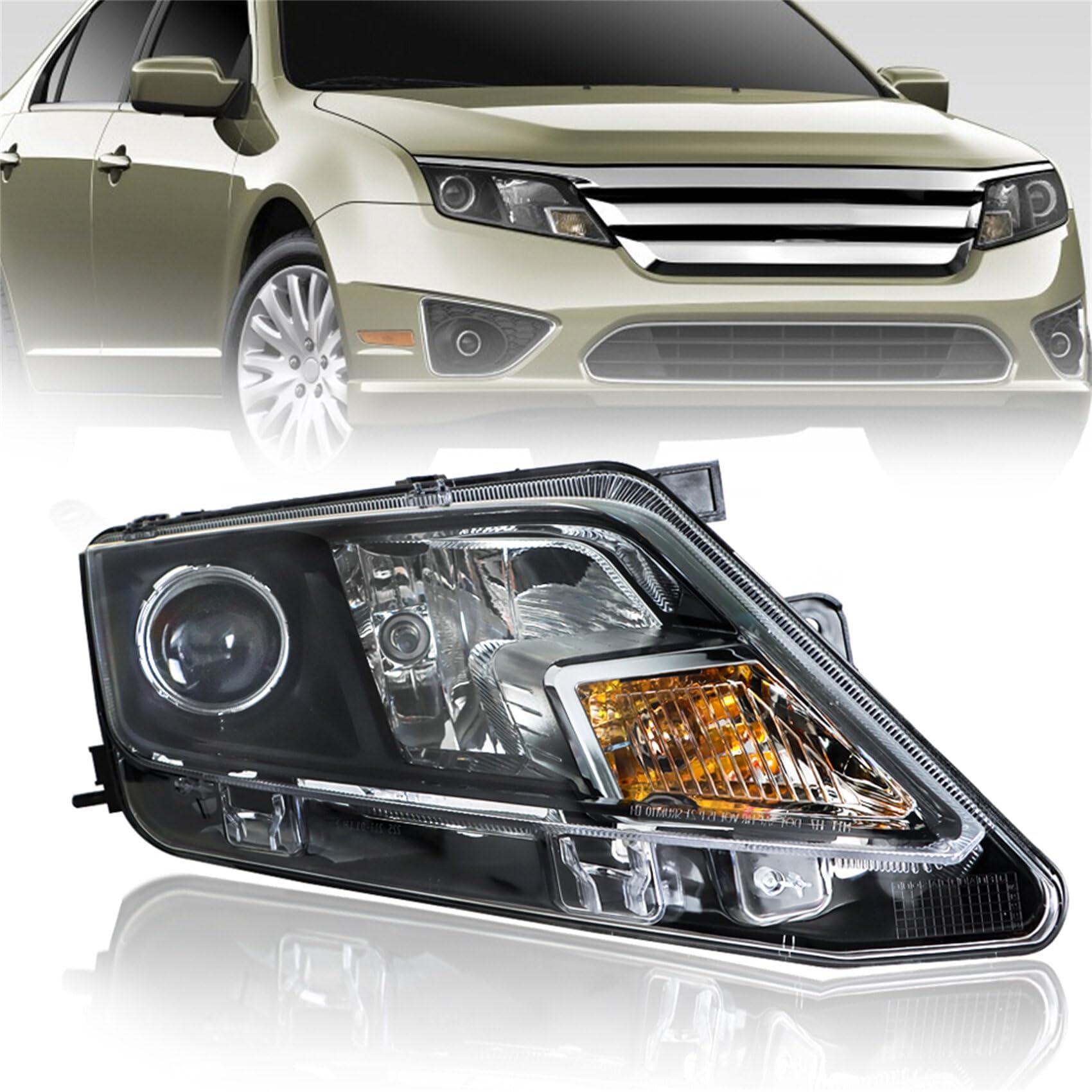 Right headlamp assembly composite new CAPA certified aftermarket Ford Fusion 2010-2012