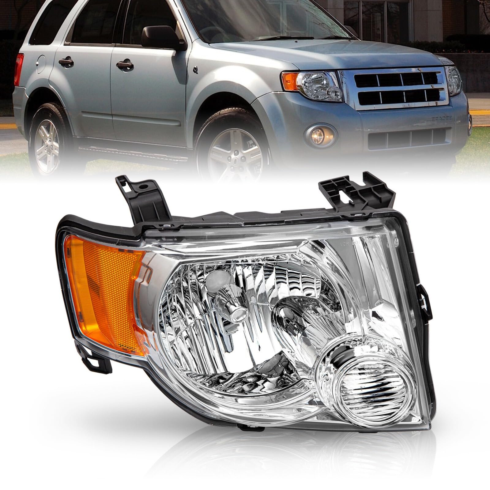 Right headlamp assembly composite new aftermarket replacement Ford Escape 2008-2012