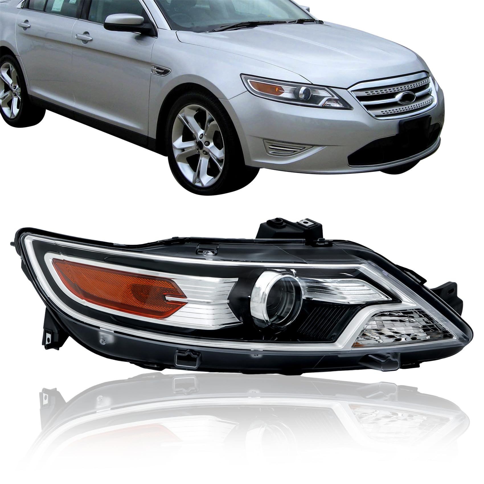 Right headlamp assembly composite new aftermarket replacement Ford Taurus 2010-2012