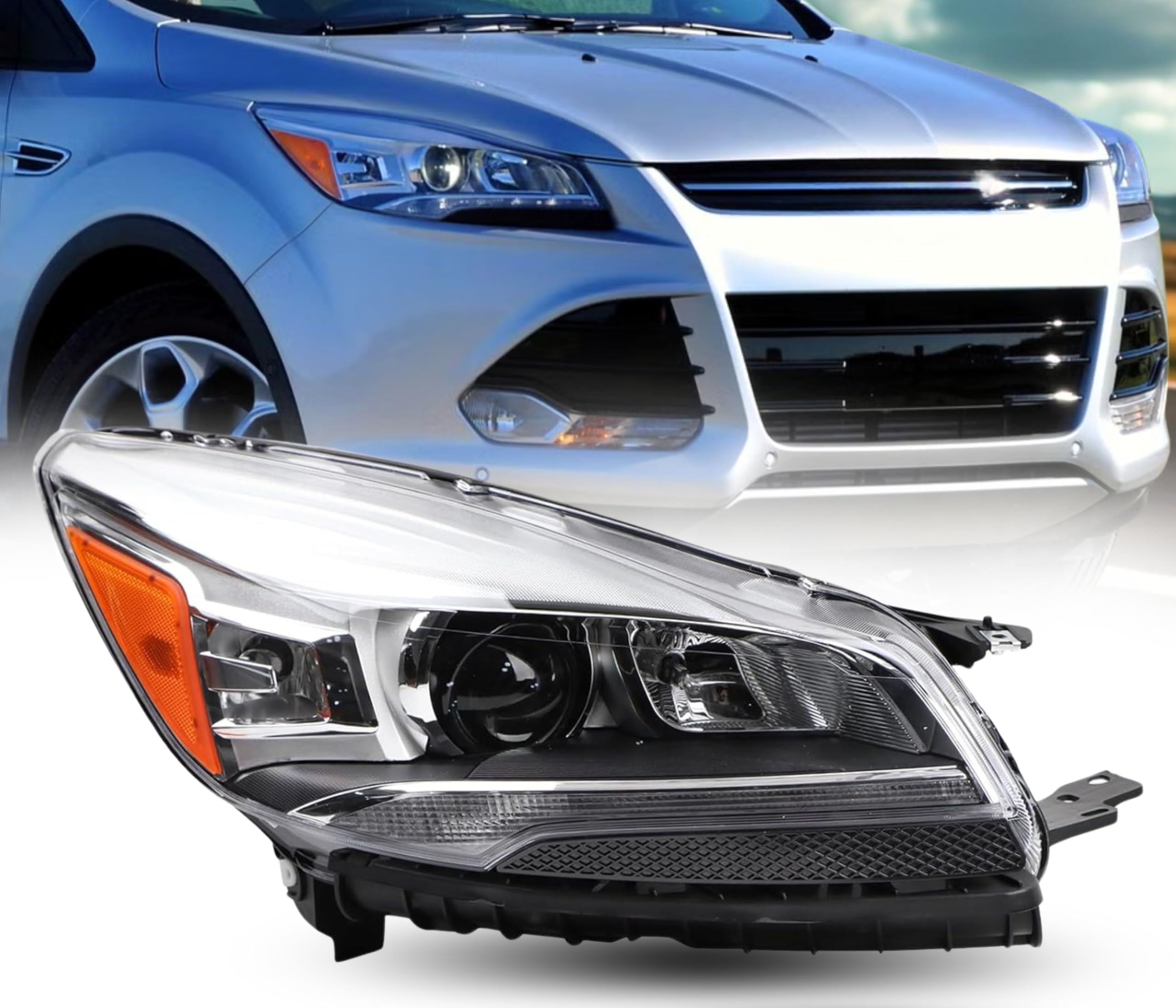 Right headlamp assembly composite used genuine OEM Ford Escape 2013-2016