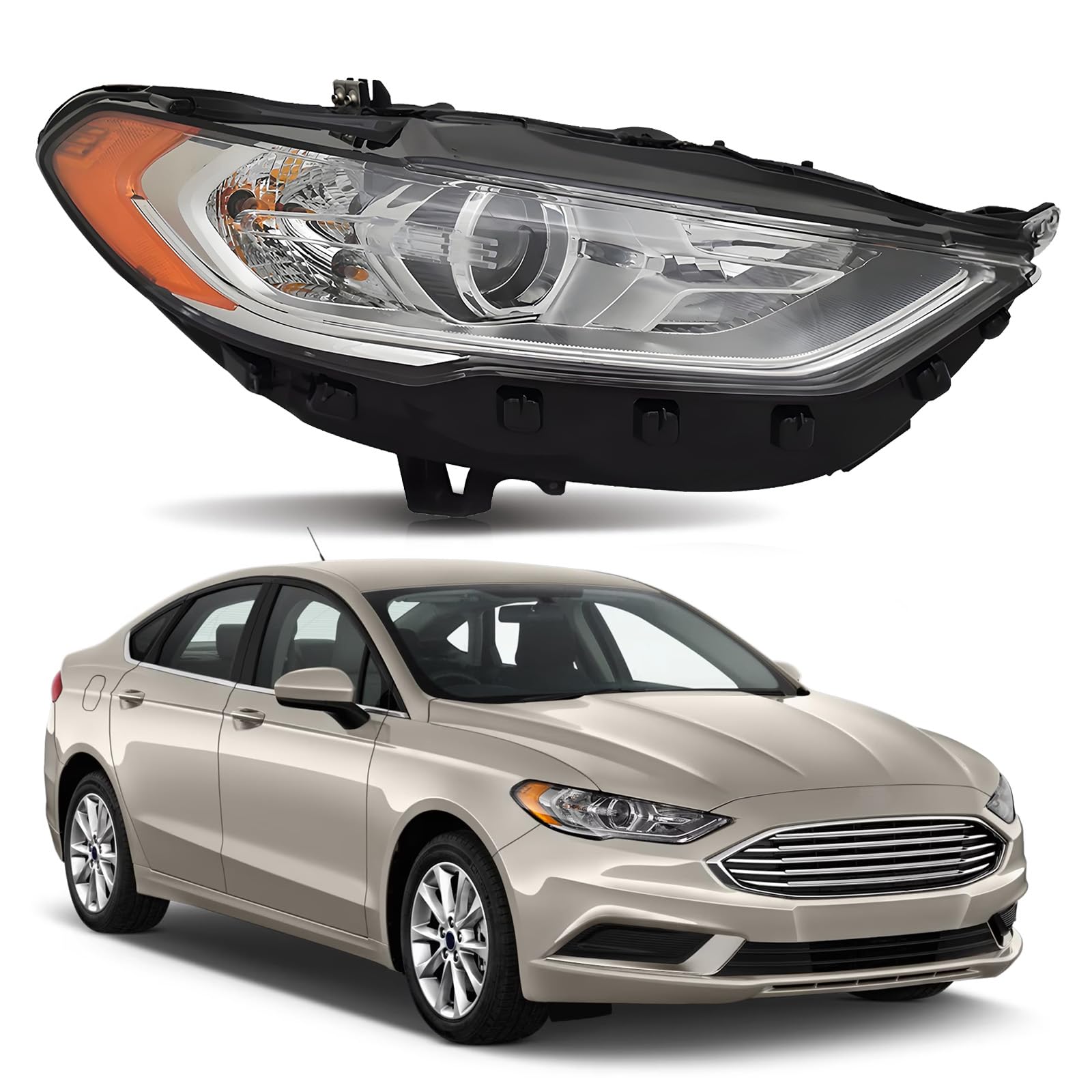 Right headlamp assembly composite used genuine OEM Ford Fusion 2017-2020