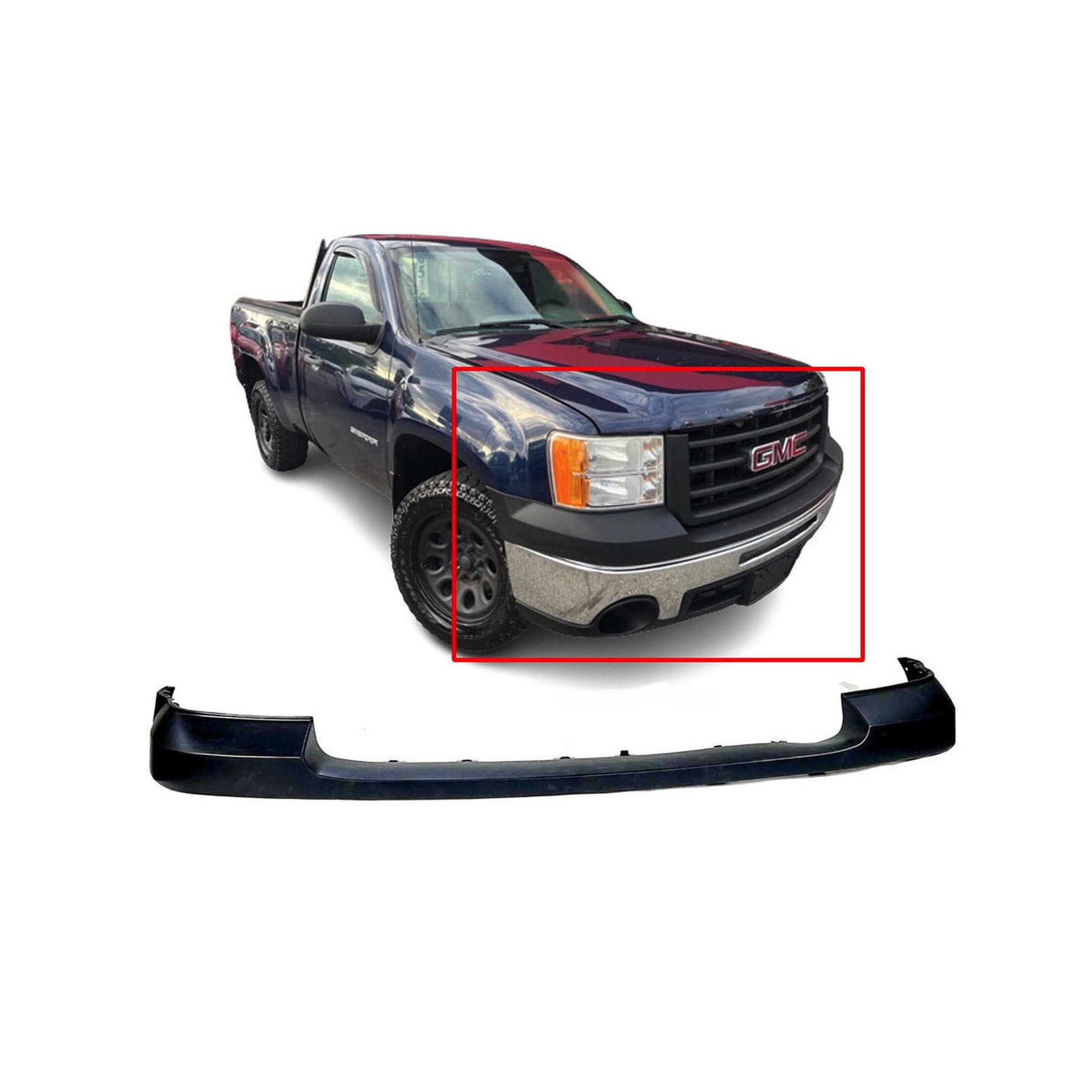 Front bumper cover upper new aftermarket replacement GMC Sierra 1500 2007-2013