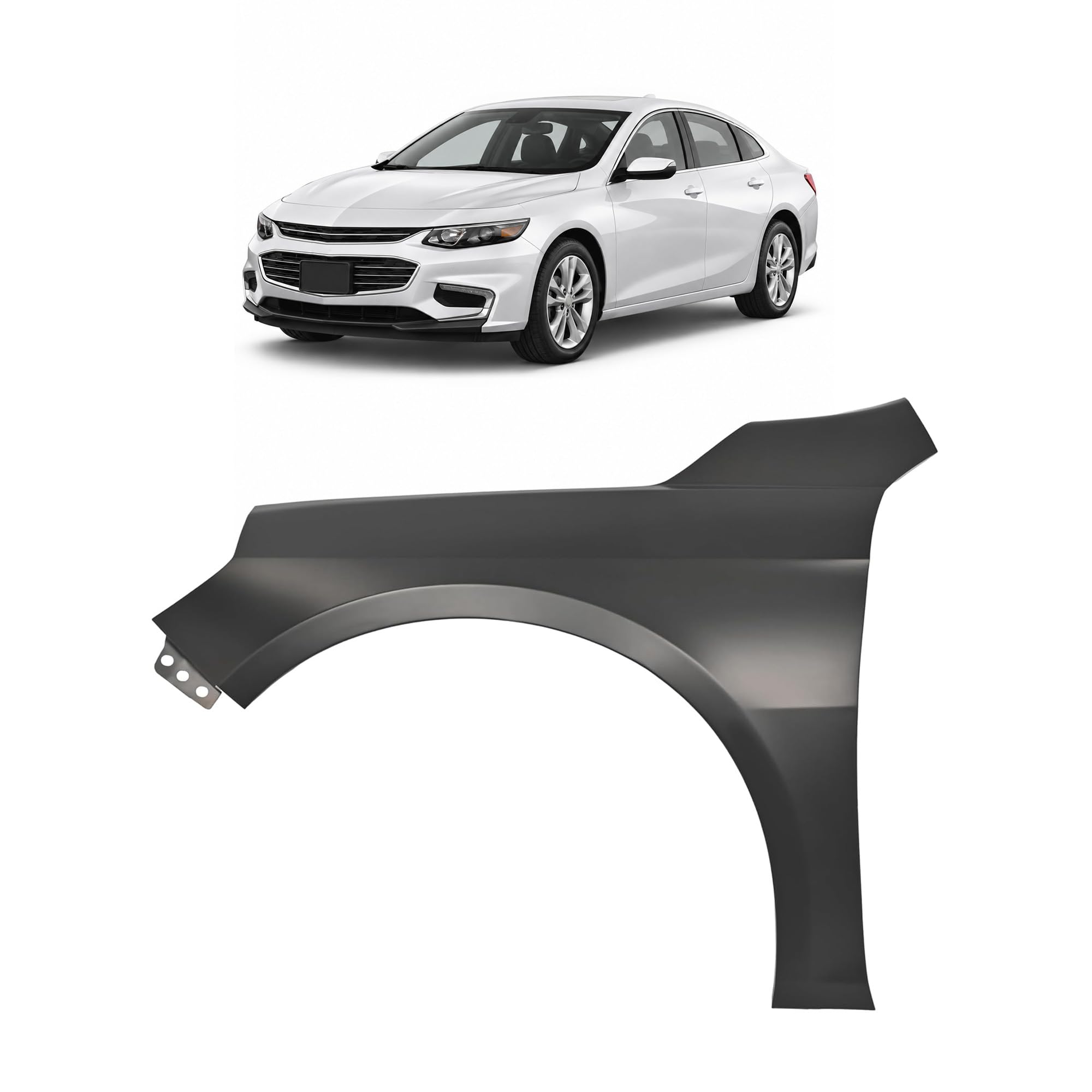 Left front fender assembly new CAPA certified aftermarket Chevrolet Malibu 2016-2025