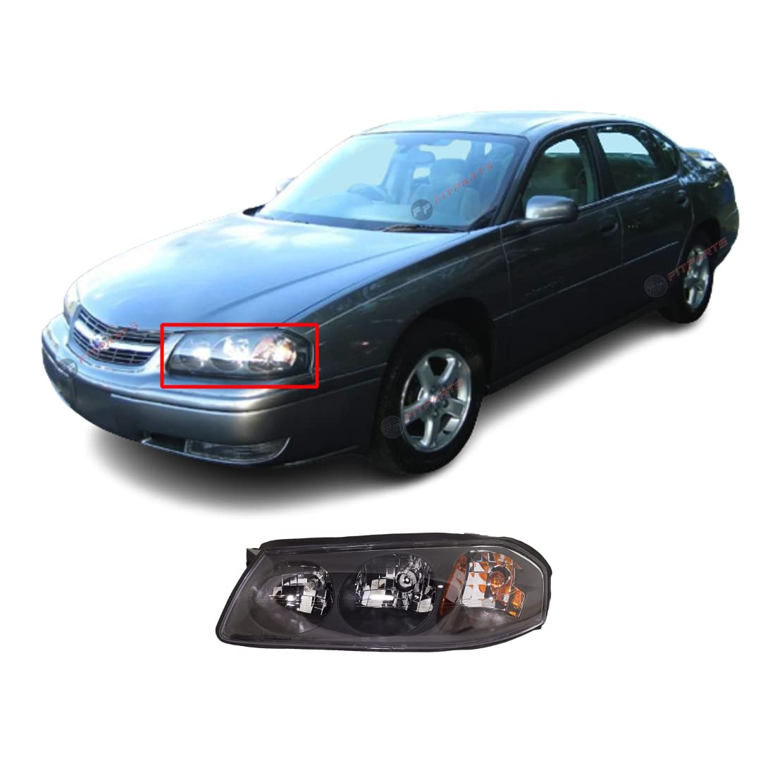 Left headlamp assembly composite new CAPA certified aftermarket Chevrolet Impala 2000-2004