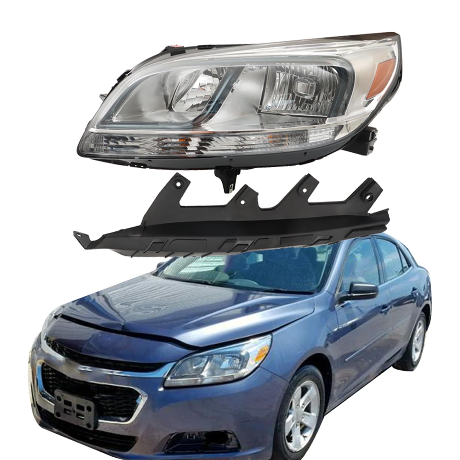 Left headlamp assembly composite new aftermarket replacement Chevrolet Malibu 2013-2015
