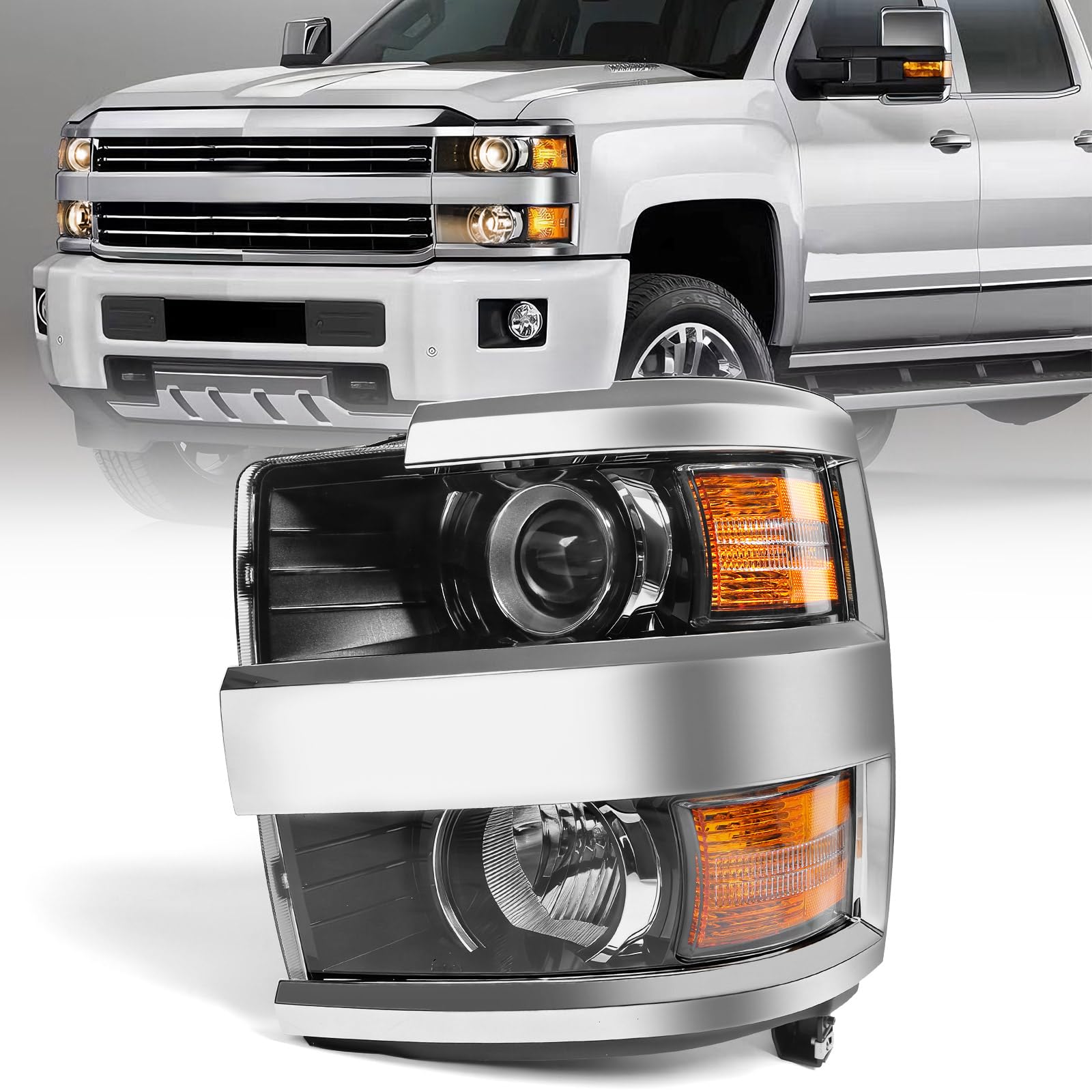 Left headlamp assembly composite new aftermarket replacement Chevrolet Silverado 2500 HD 2015-2019