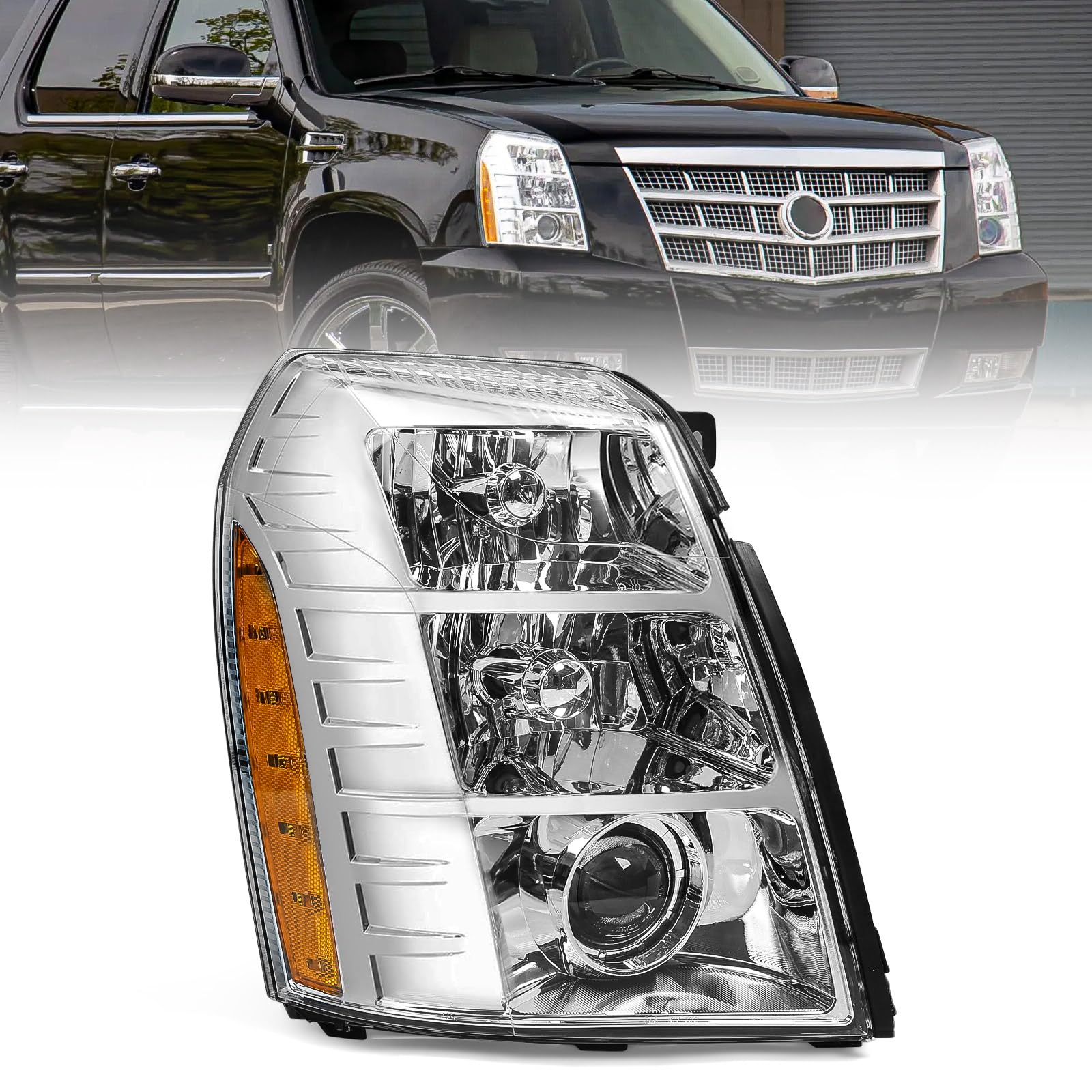 Right headlamp assembly composite new aftermarket replacement Cadillac Escalade 2007-2009