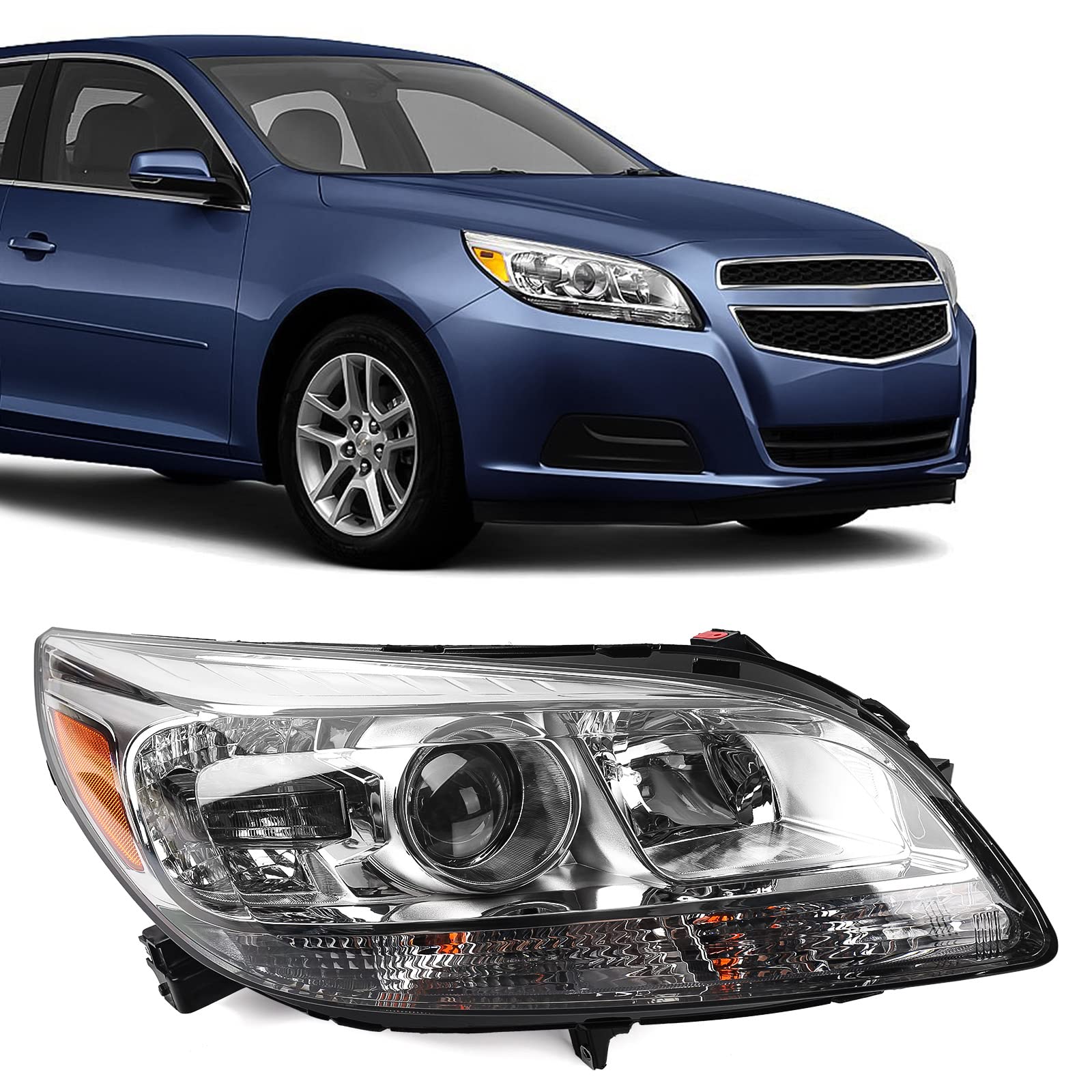 Right headlamp assembly composite new CAPA certified aftermarket Chevrolet Malibu 2013-2015