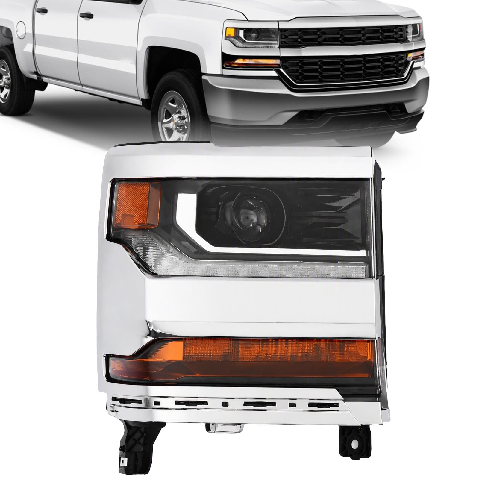 Right headlamp assembly composite new aftermarket replacement Chevrolet Silverado 1500 2016-2018