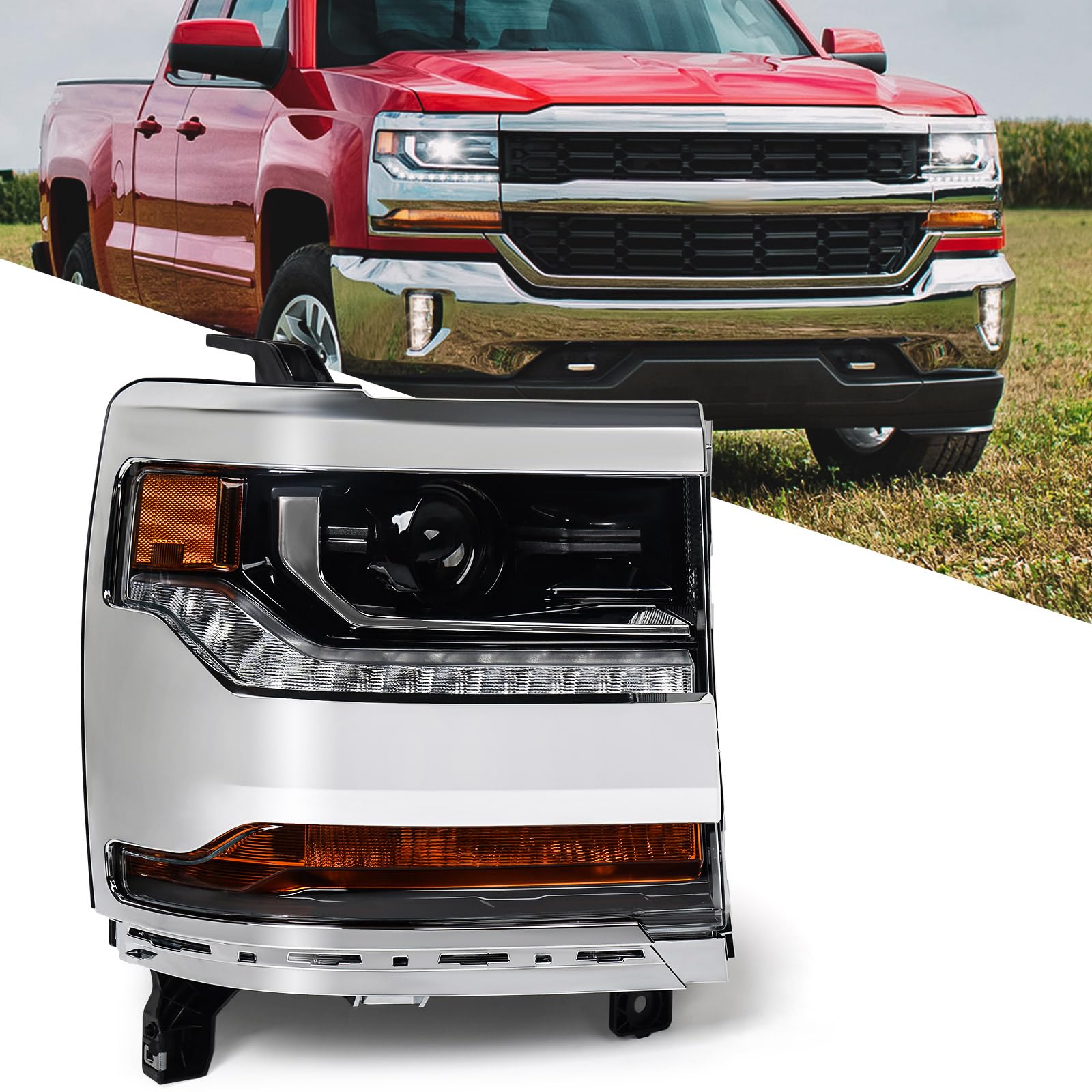 Faro derecho nuevo de reemplazo (aftermarket) Chevrolet Silverado 1500 2016-2018