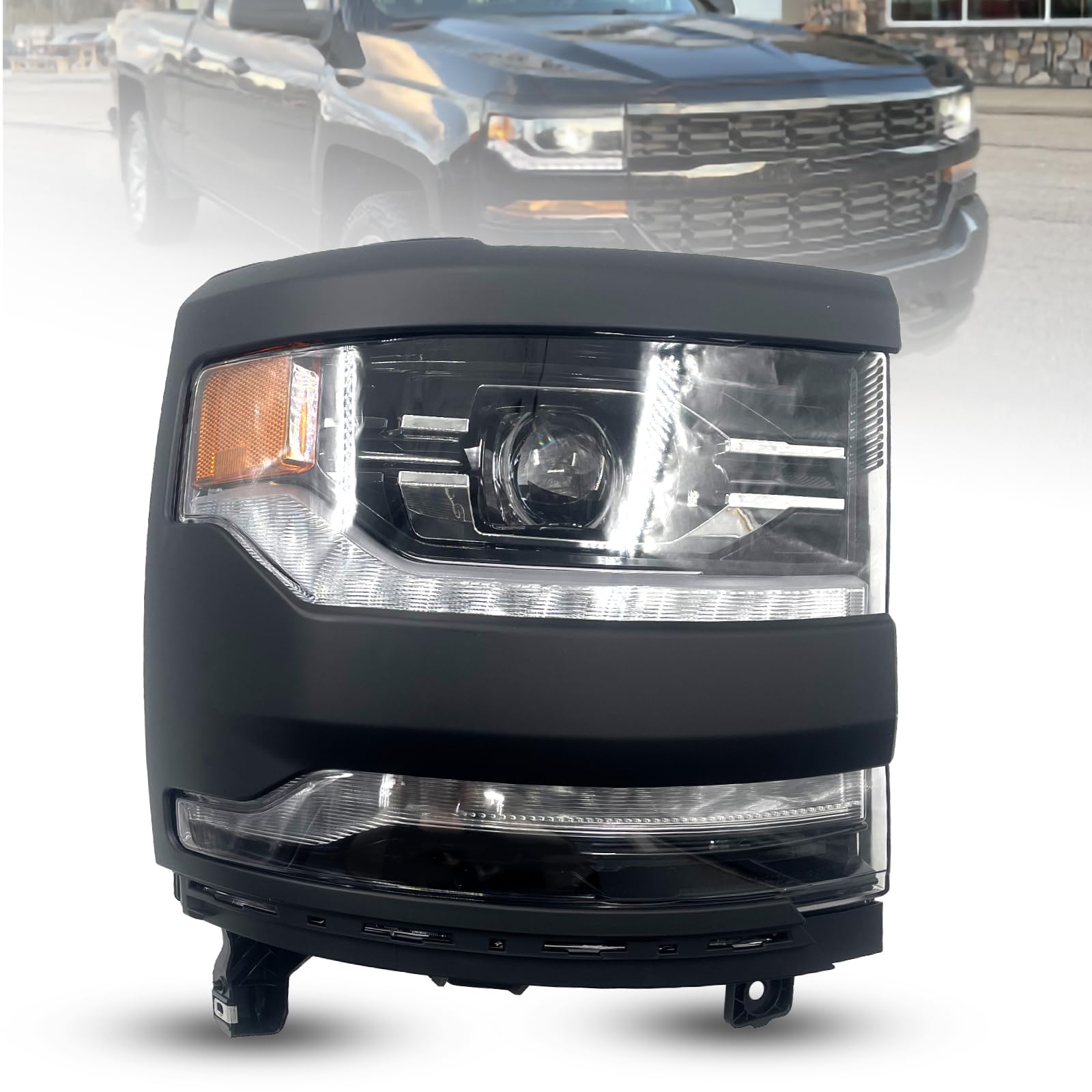 Right headlamp assembly composite new CAPA certified aftermarket Chevrolet Silverado 1500 2016-2018
