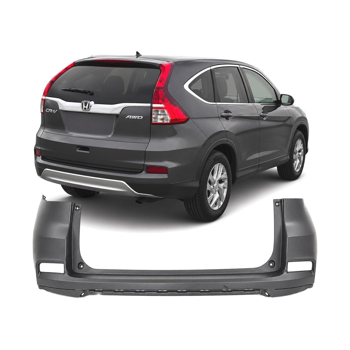 Rear bumper cover upper new CAPA certified aftermarket Honda CR-V 2015-2016