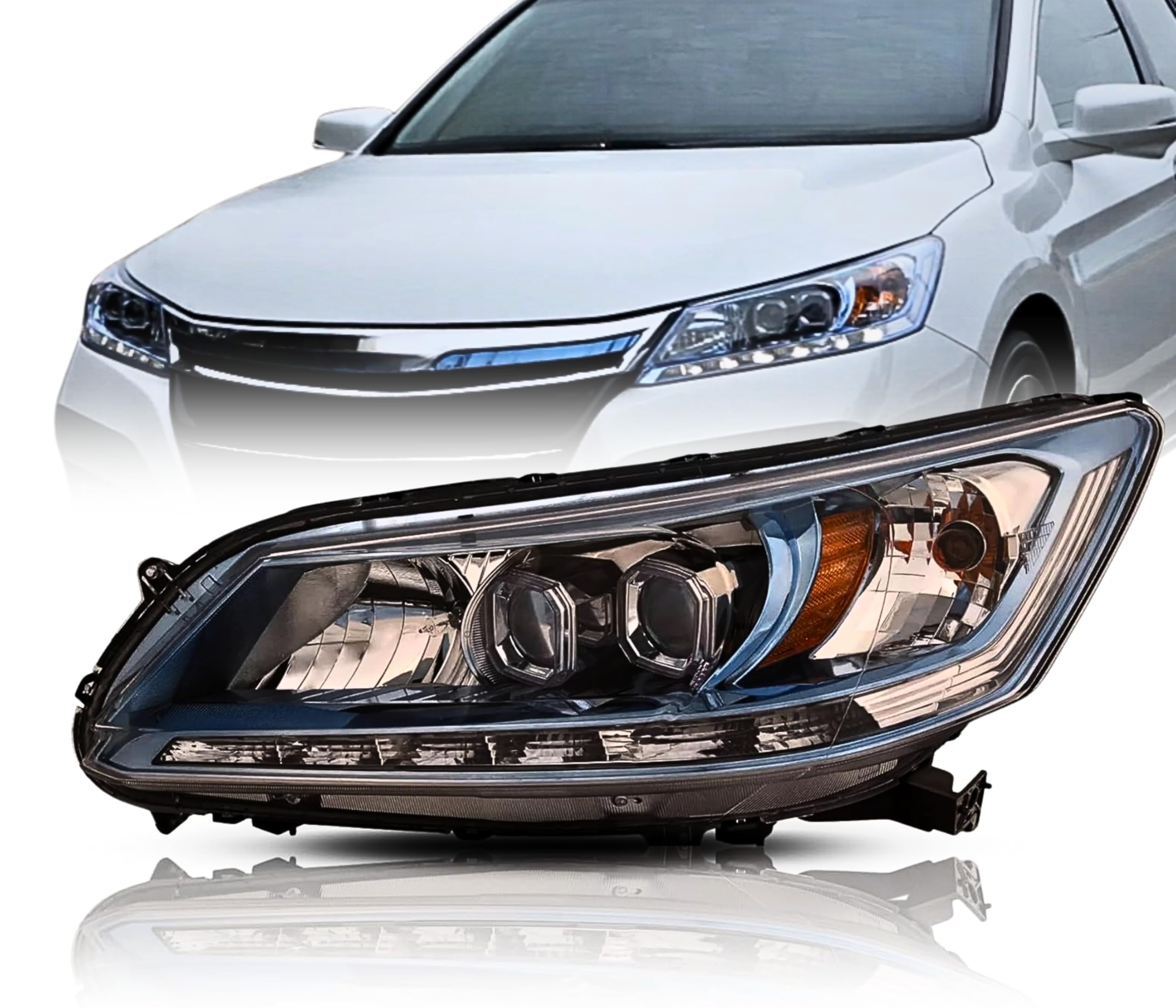 Left headlamp assembly composite new aftermarket replacement Honda Accord 2014-2015