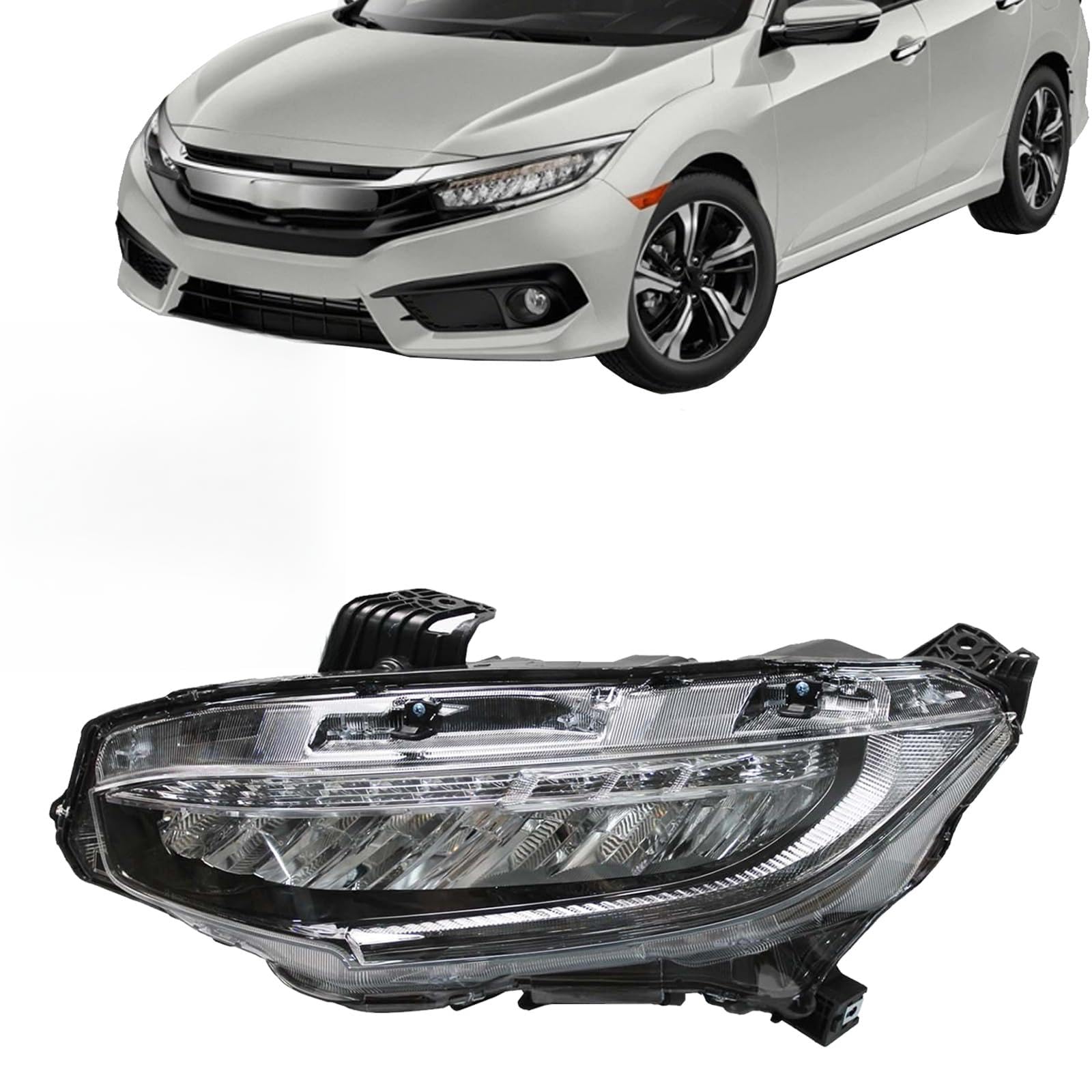 Left headlamp assembly composite new aftermarket replacement Honda Civic 2016-2021