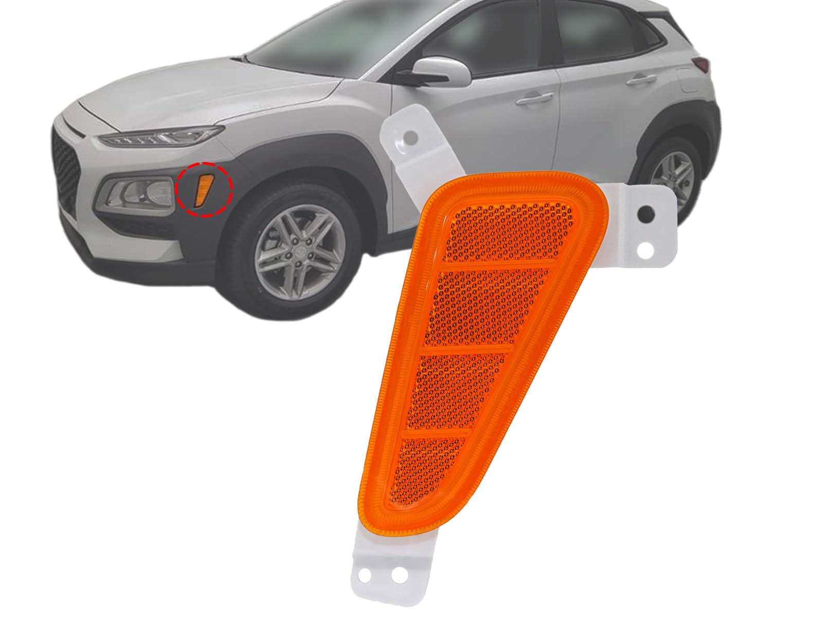 Left front bumper reflector new CAPA certified aftermarket Hyundai Kona 2018-2021
