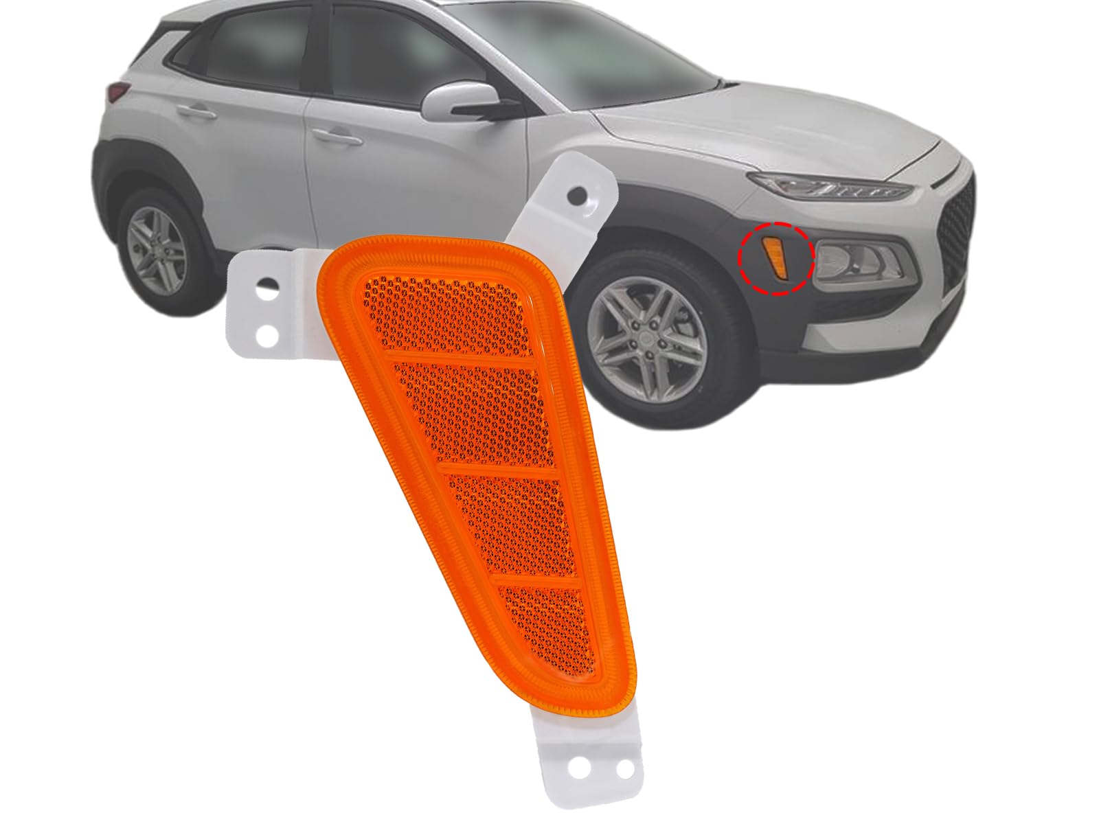 Right front bumper reflector new aftermarket replacement Hyundai Kona 2018-2021