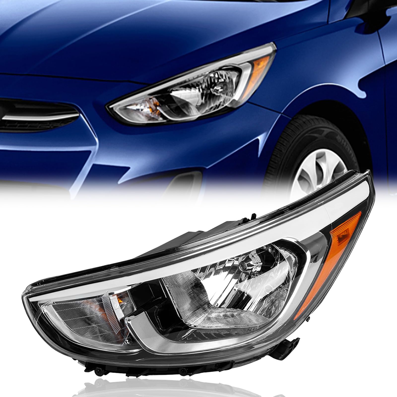 Left headlamp assembly composite used genuine OEM Hyundai Accent 2015-2017