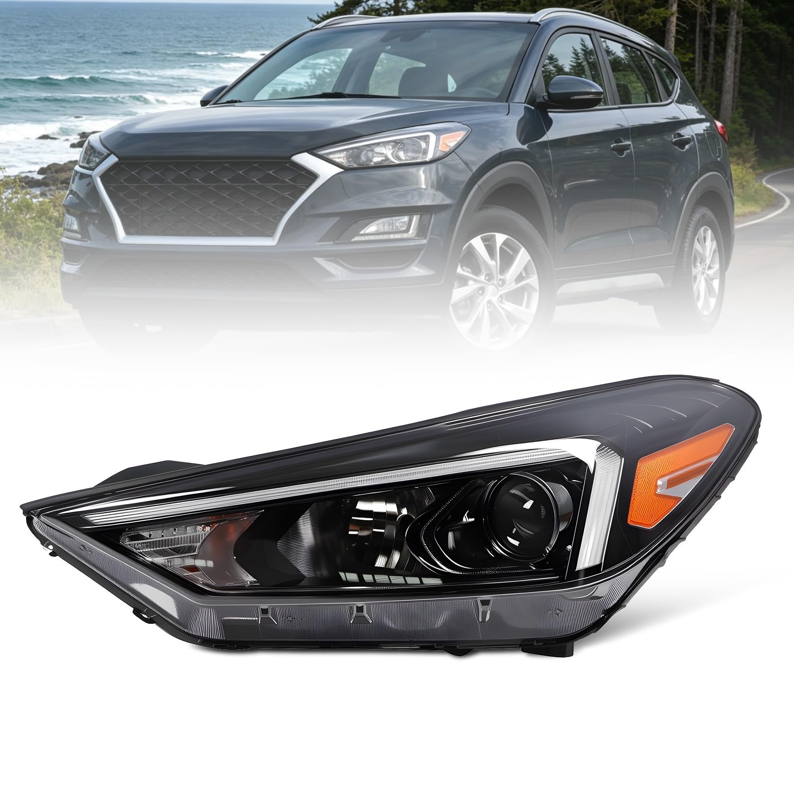 Left headlamp assembly composite used genuine OEM Hyundai Tucson 2019-2021