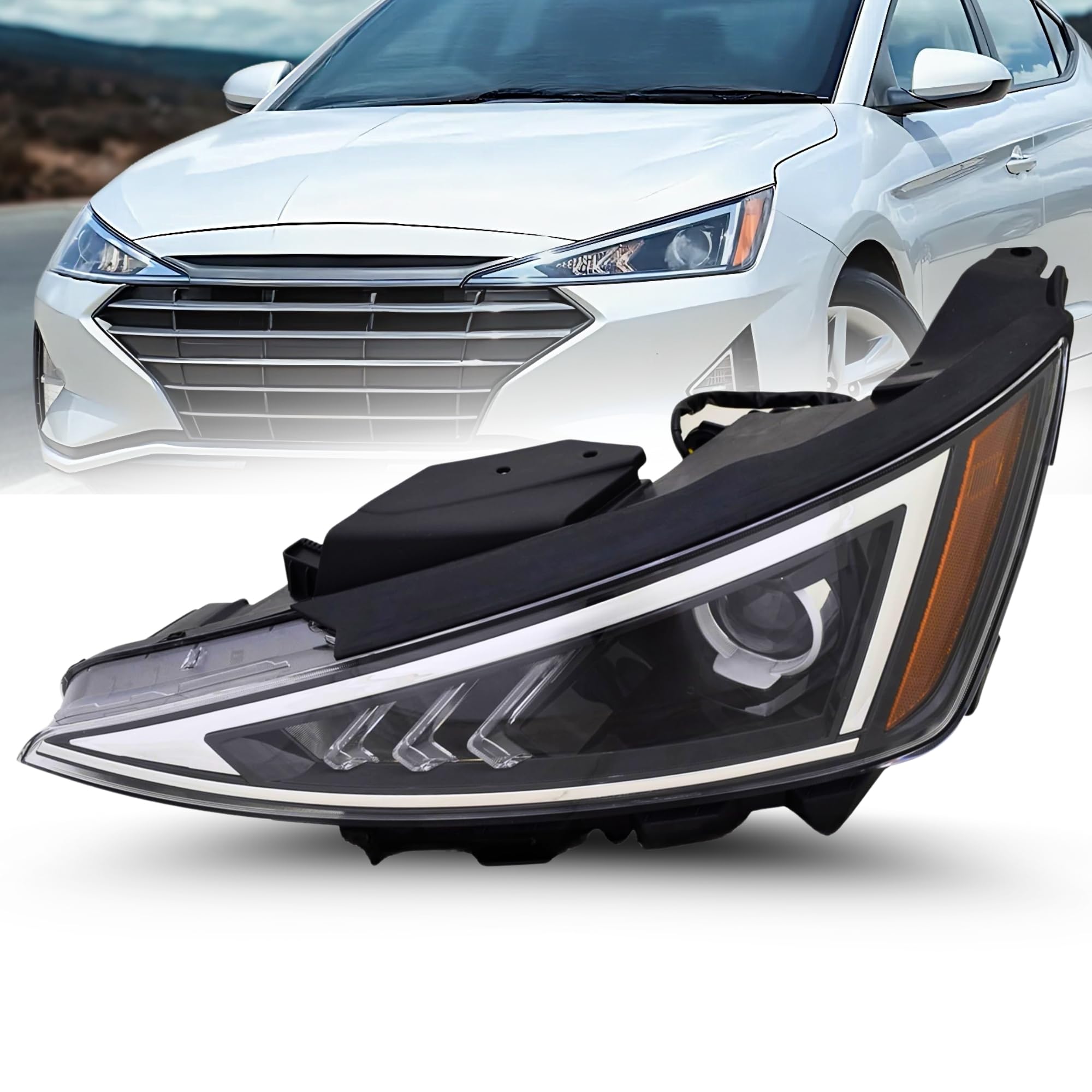 Left headlamp assembly composite used genuine OEM Hyundai Elantra 2019-2020
