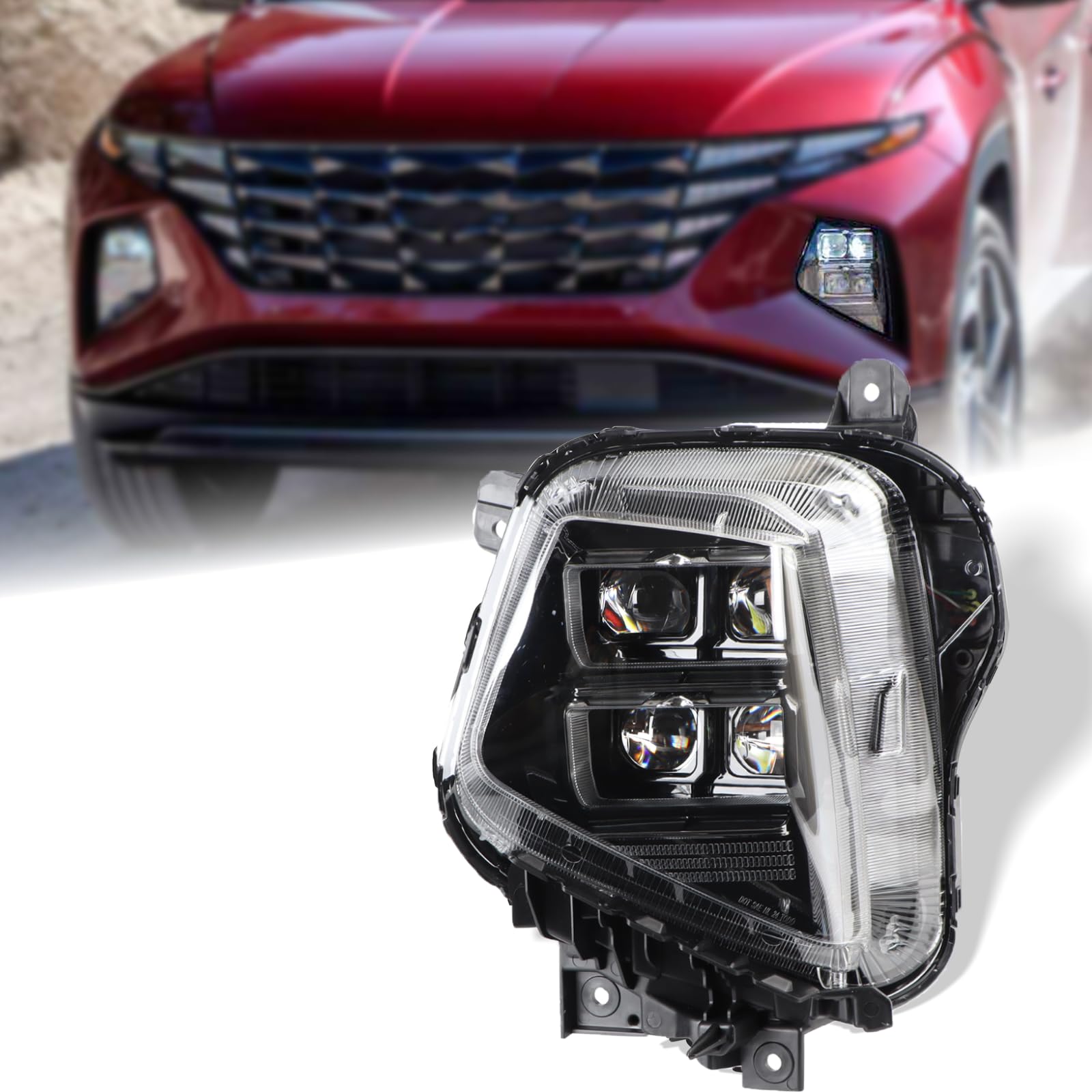 Left headlamp assembly composite new aftermarket replacement Hyundai Tucson 2022-2024