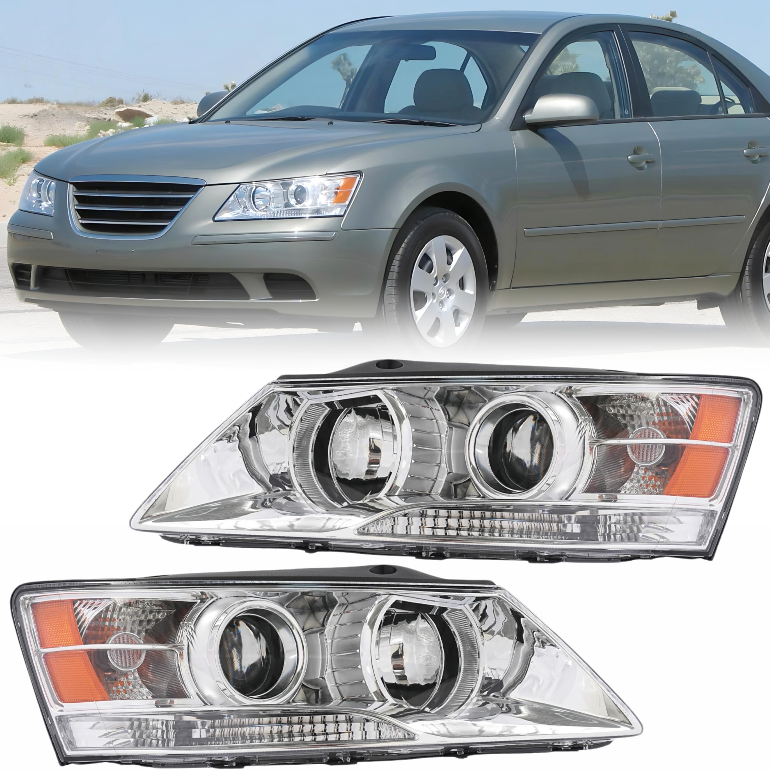 Right headlamp assembly composite new CAPA certified aftermarket Hyundai Sonata 2009-2010