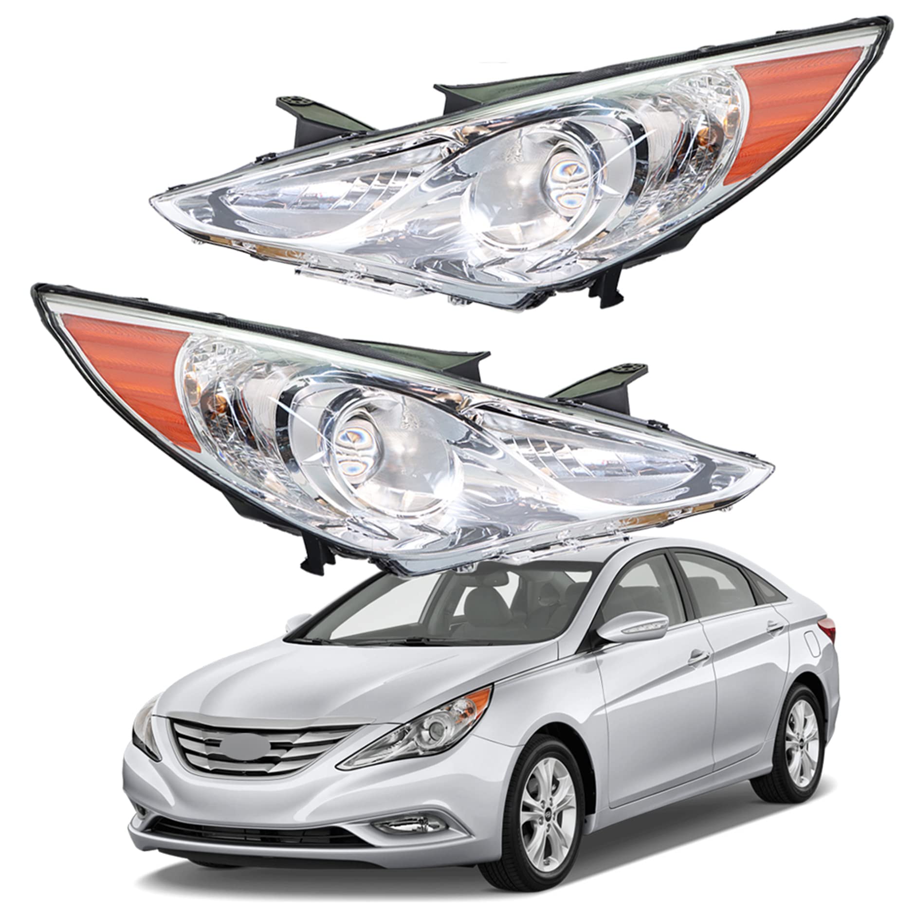 Right headlamp assembly composite new aftermarket replacement Hyundai Sonata 2011-2014