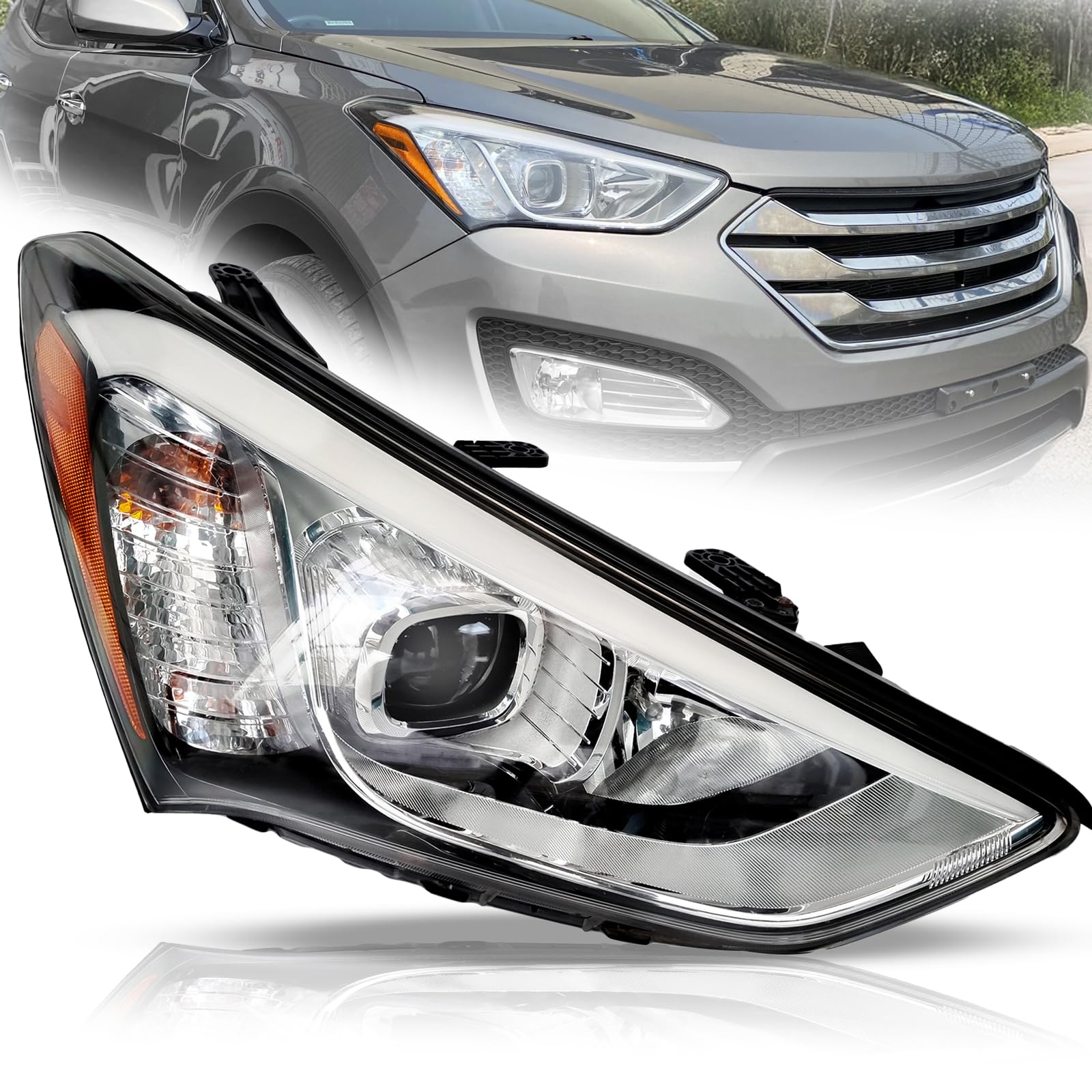 Right headlamp assembly composite used genuine OEM Hyundai Santa FE Sport 2013-2016