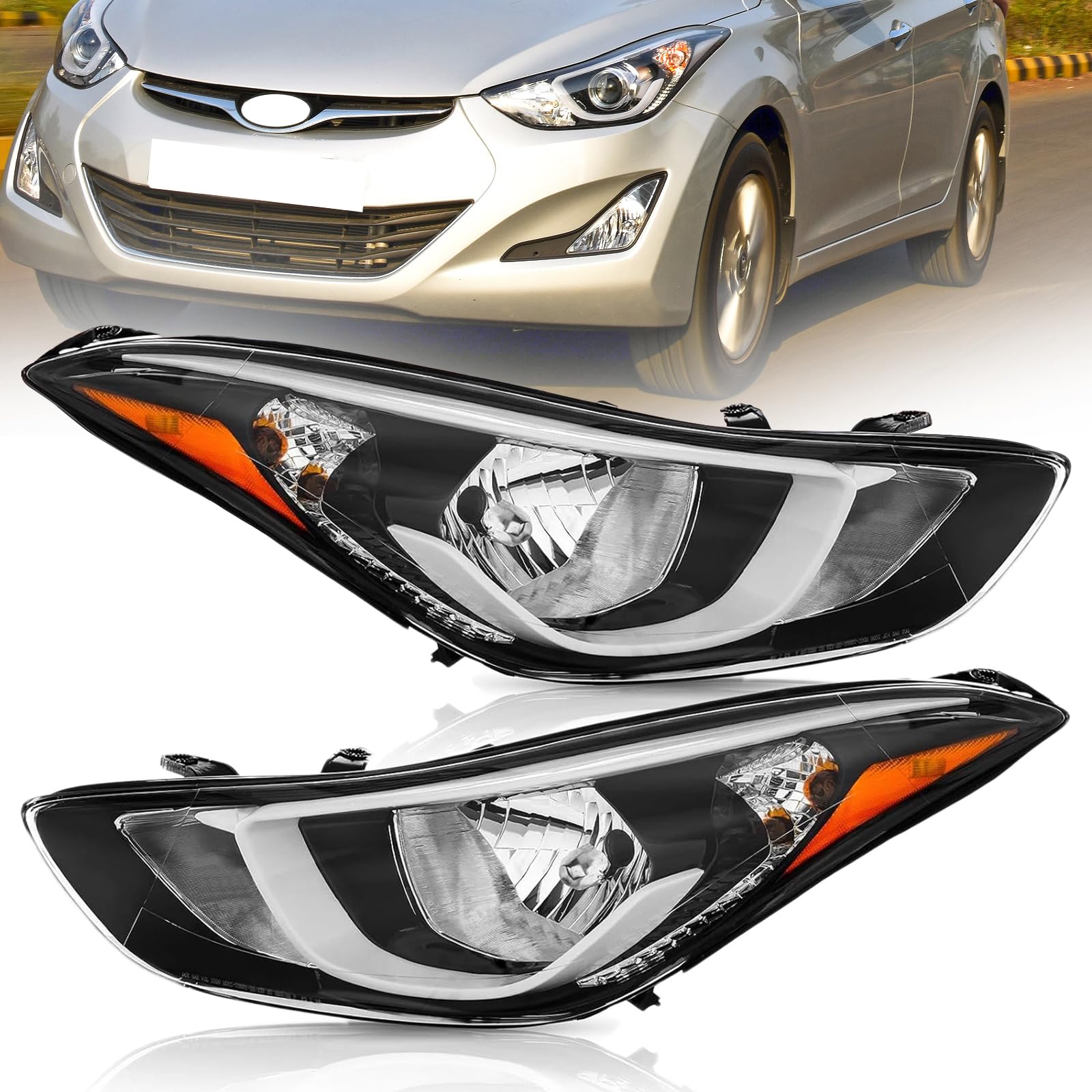 Right headlamp assembly composite new CAPA certified aftermarket Hyundai Elantra 2014-2016