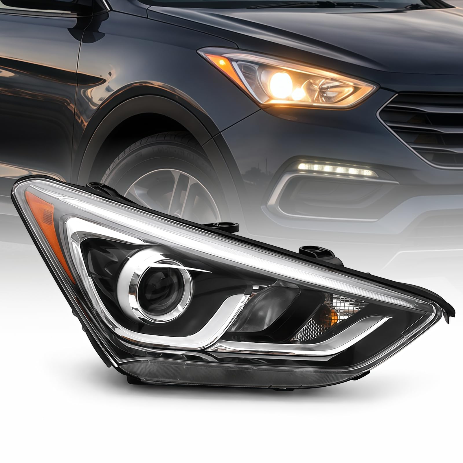 Faro derecho nuevo aftermarket certificado CAPA Hyundai Santa FE Sport 2017-2018
