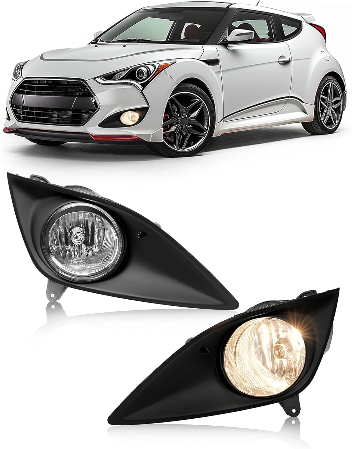 Right fog lamp assembly new aftermarket replacement Hyundai Veloster 2013-2014